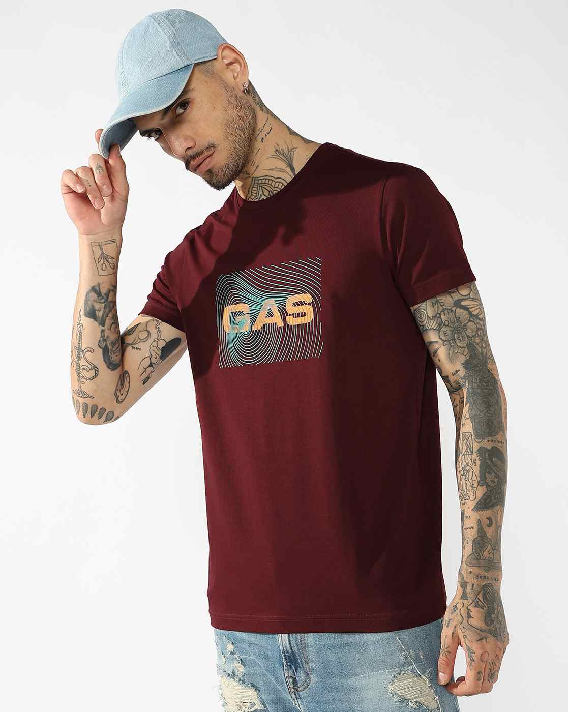 GAS | Abstract Lettering Design Regular Fit T-Shirt