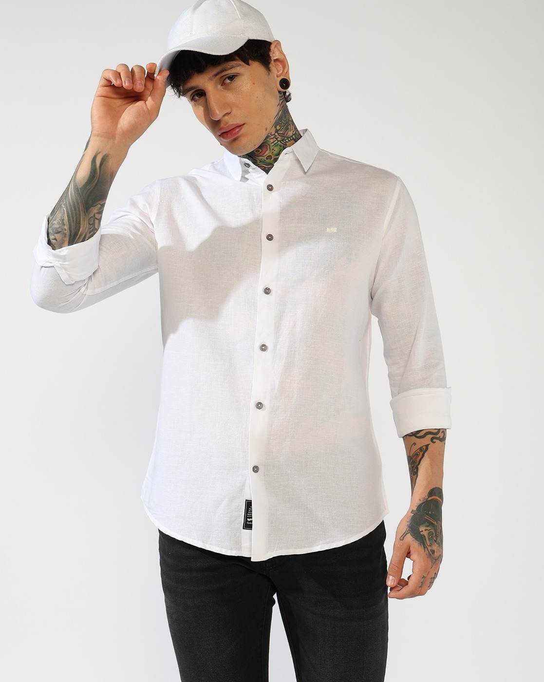 GAS | Men's Cotton-Linen Blend Long Sleeves Shirt
