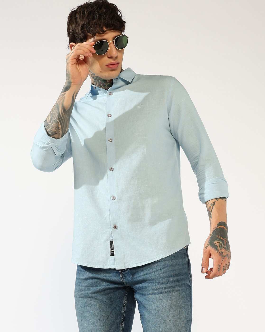 GAS | Men's Cotton-Linen Blend Long Sleeves Shirt