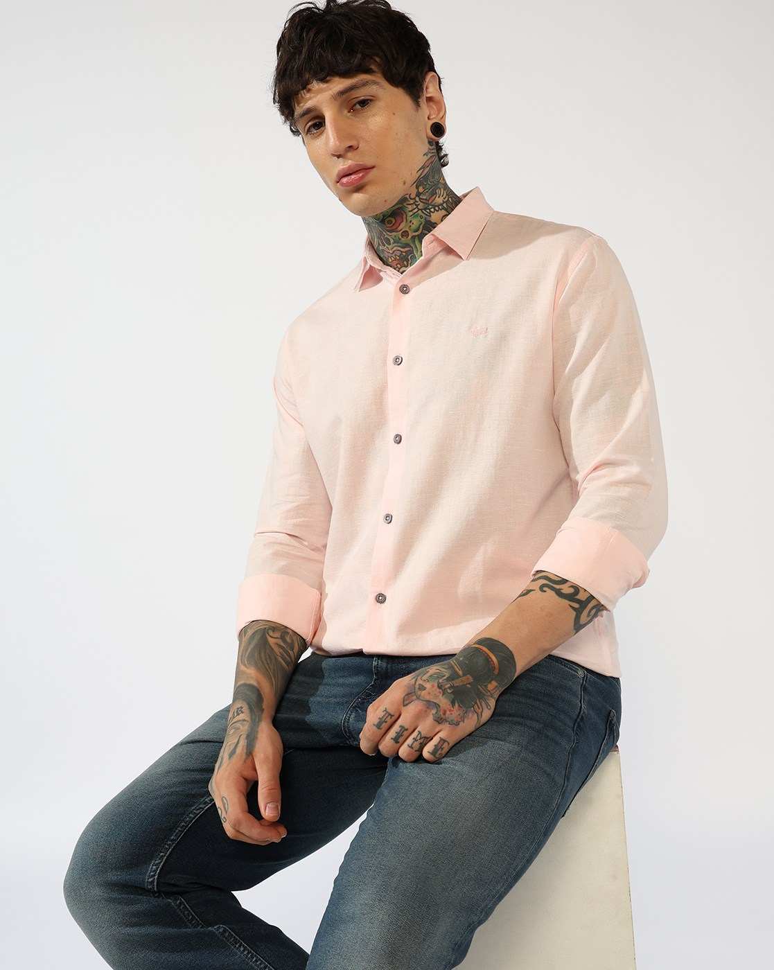 GAS | Men's Cotton-Linen Blend Long Sleeves Shirt