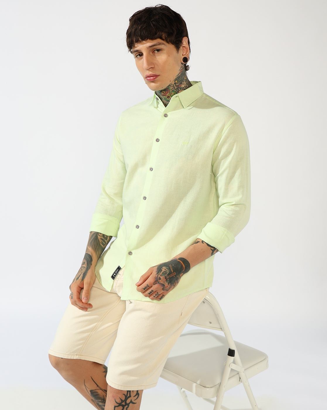 GAS | Men's Cotton-Linen Blend Long Sleeves Shirt