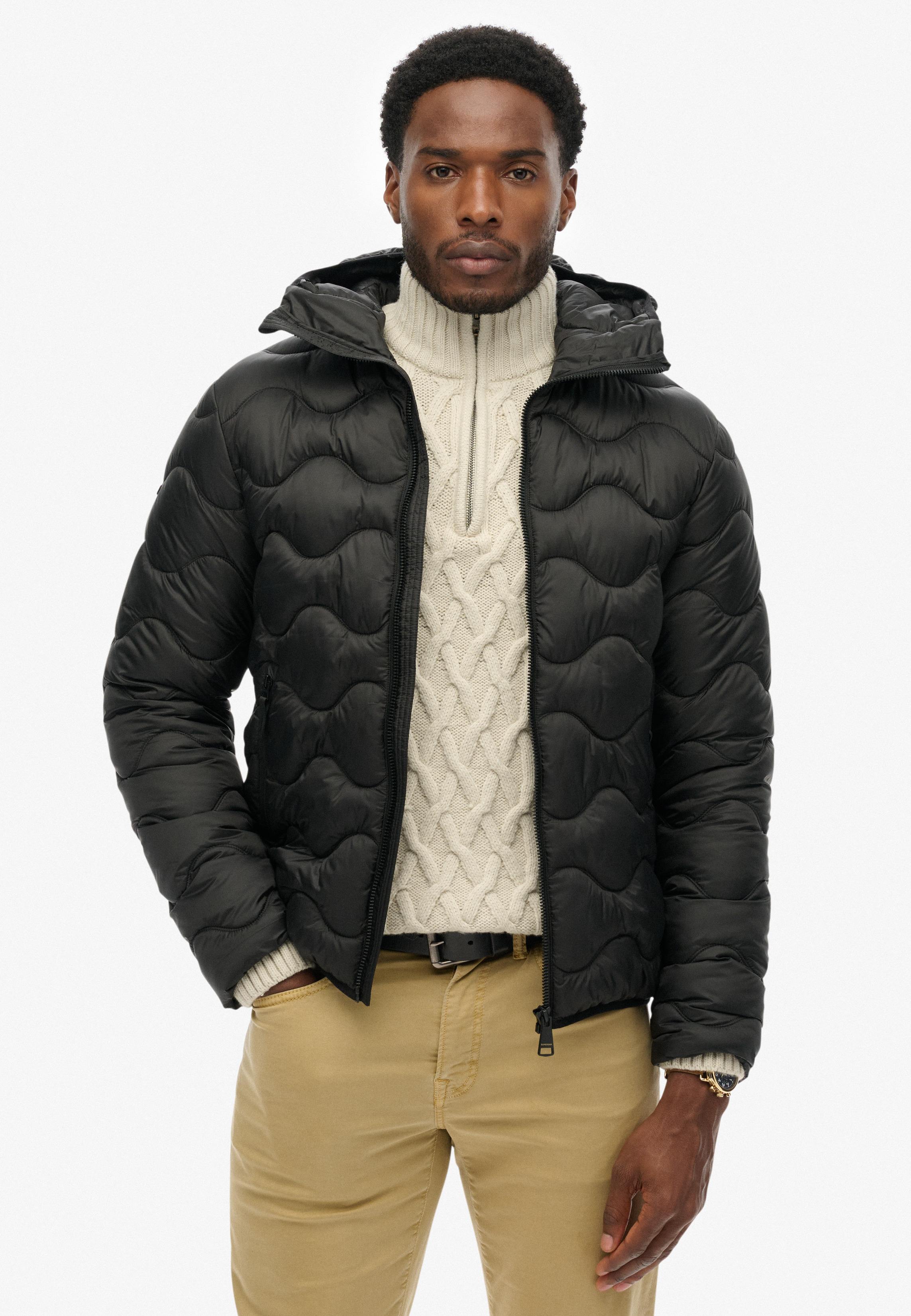 HOODED QUILTED WAVE PADDED JKT