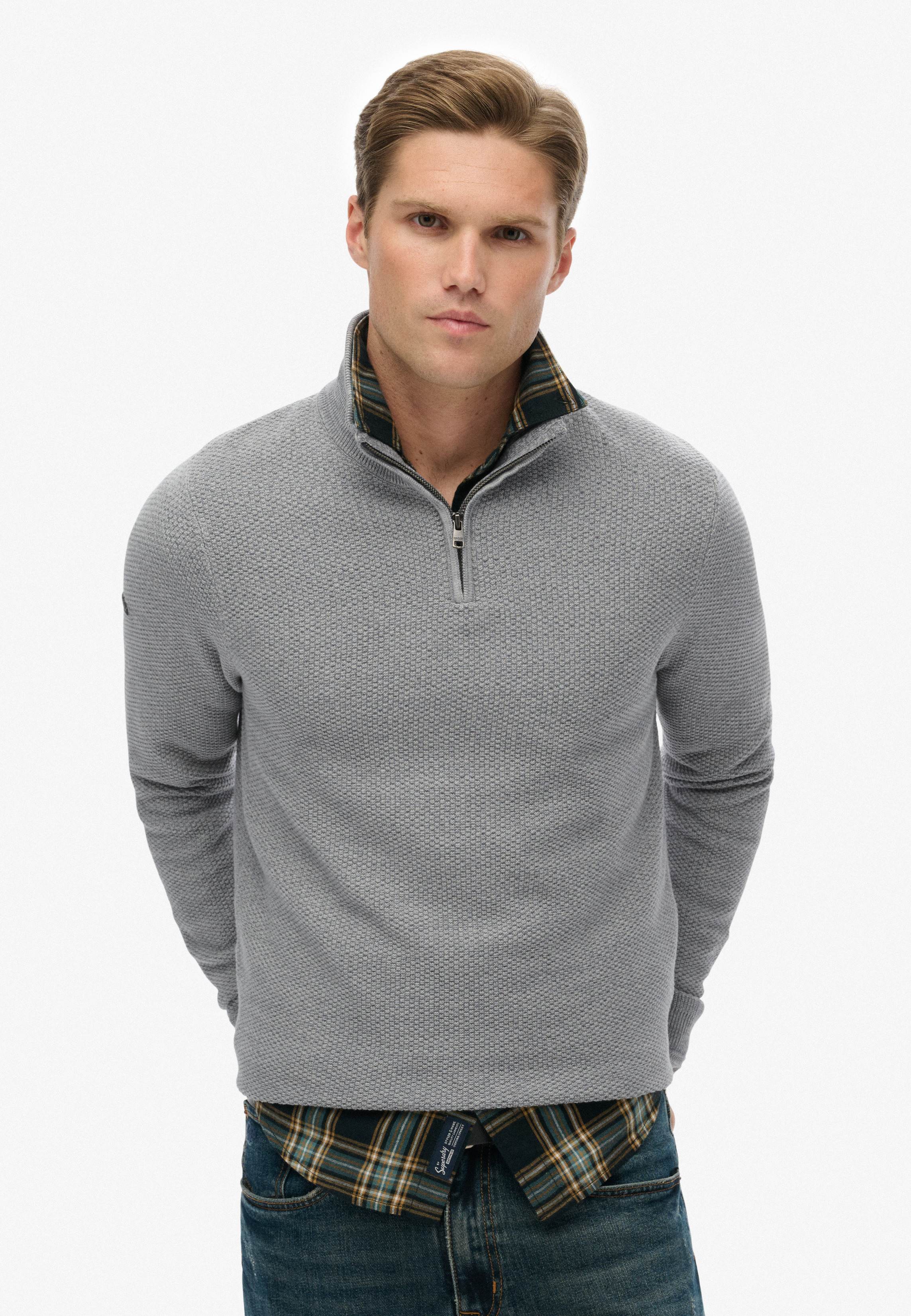 LW COTTON TEXTURE HALF ZIP