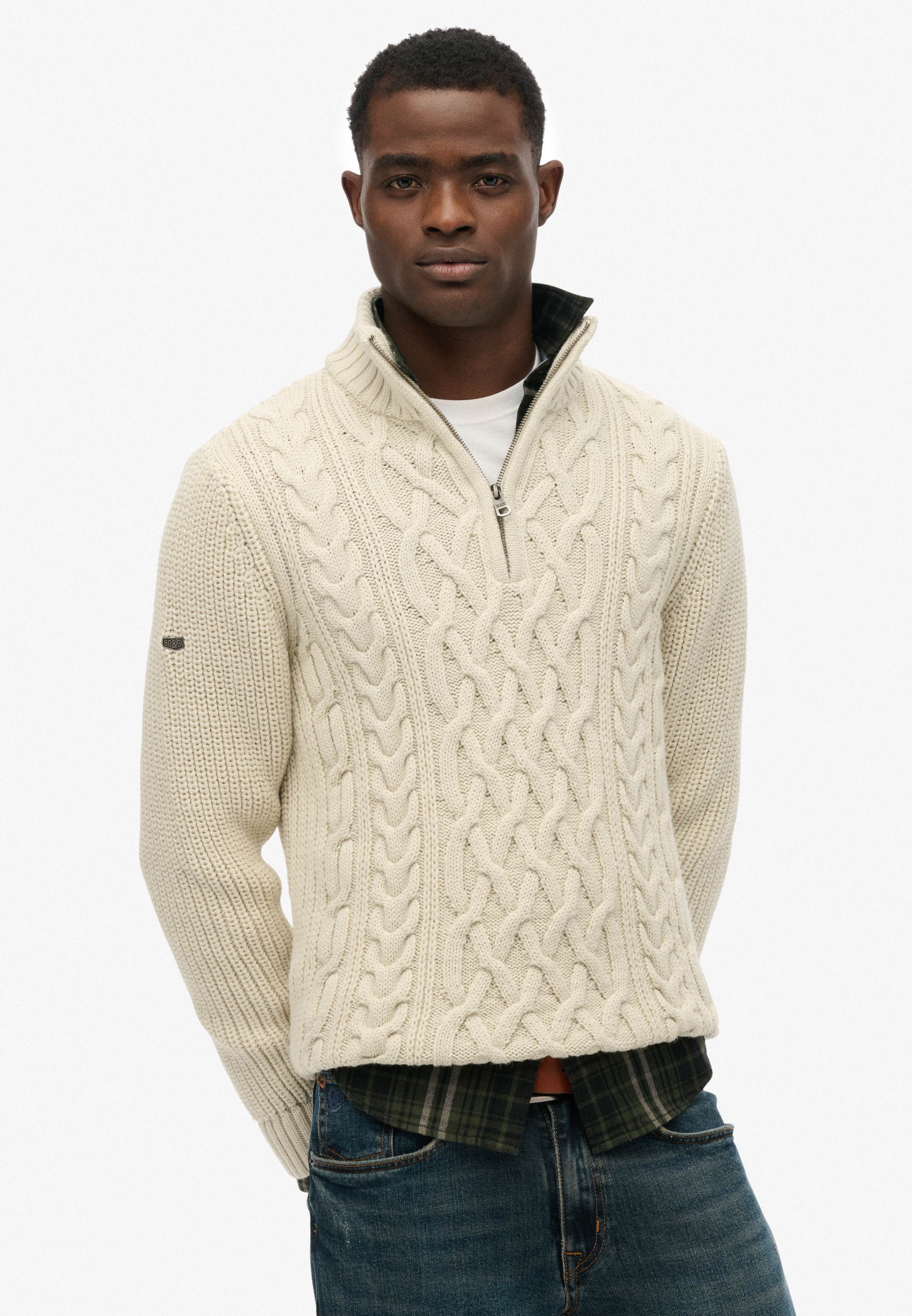 JACOB CABLE KNIT HALF ZIP