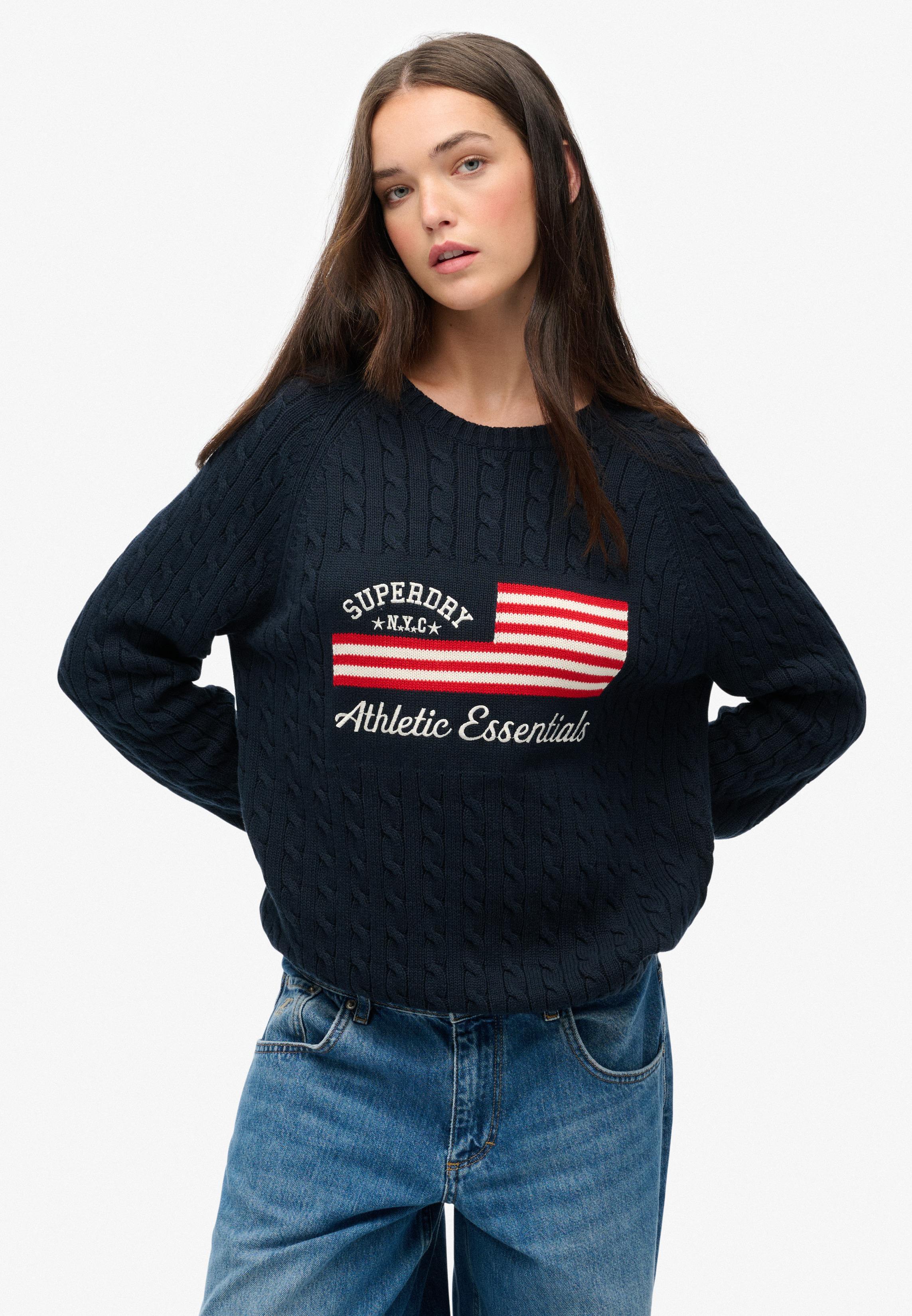 SLOUCHY CABLE FLAG KNIT