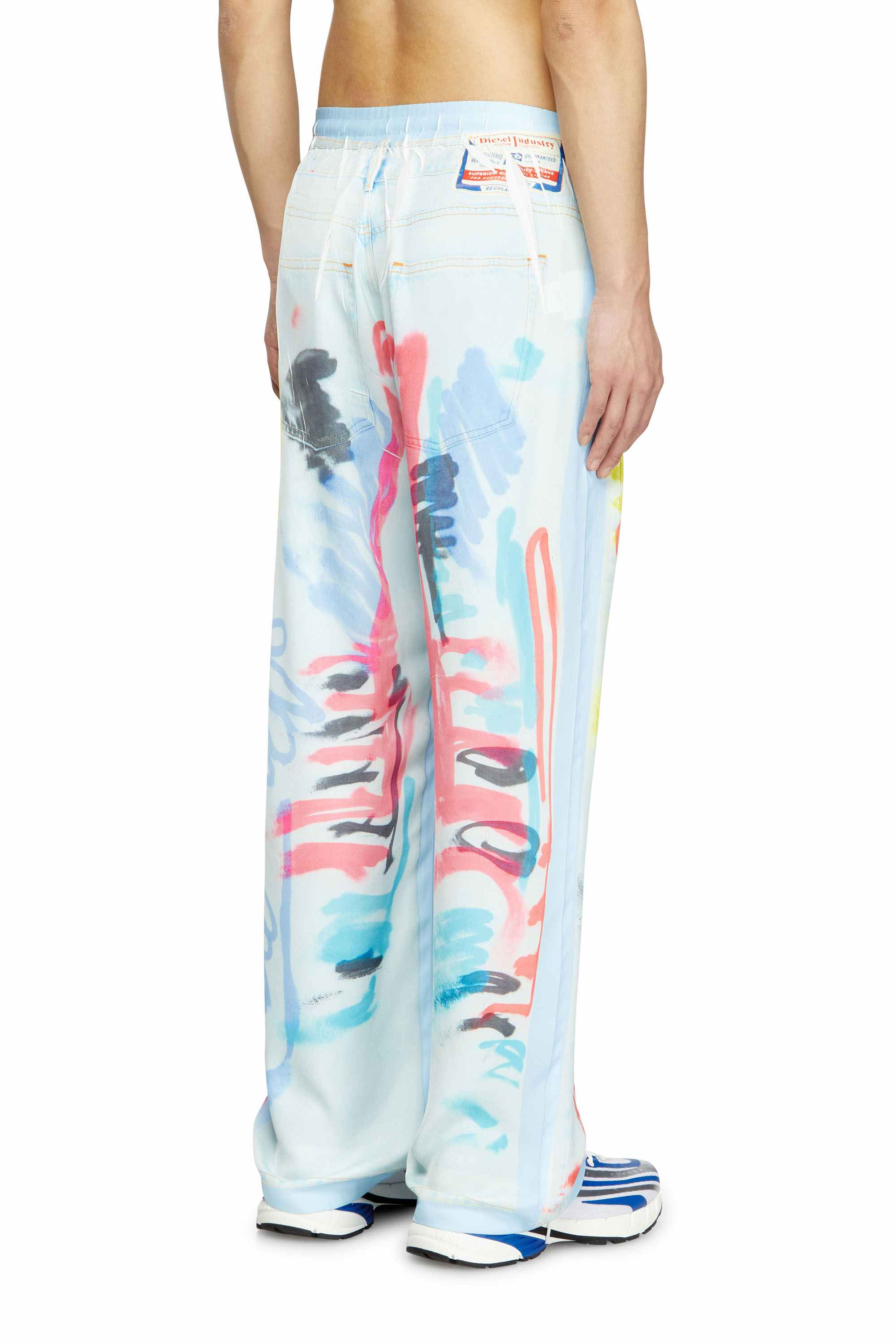 Blue Relaxed pant with graffiti print