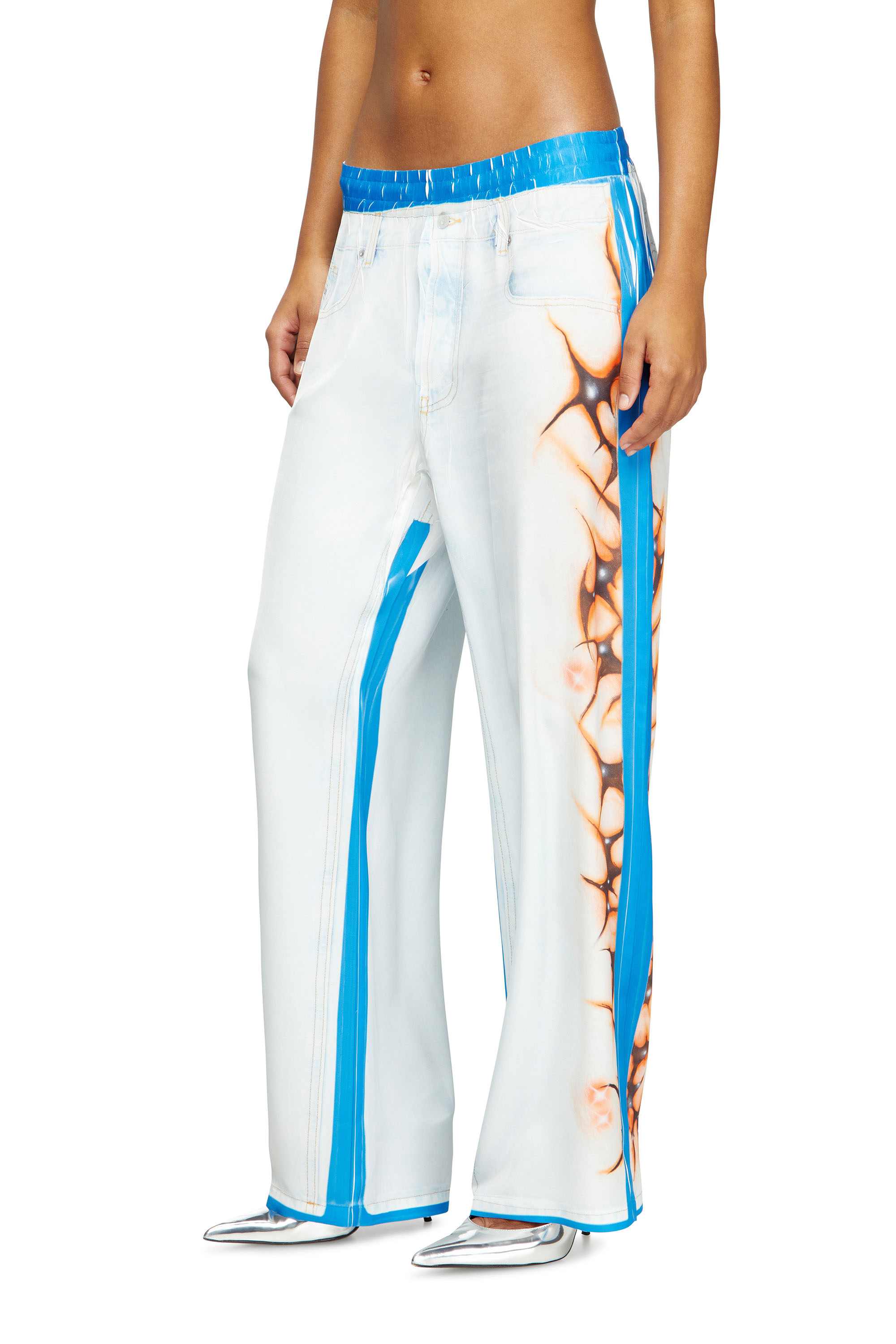Blue Relaxed pant with graffiti print