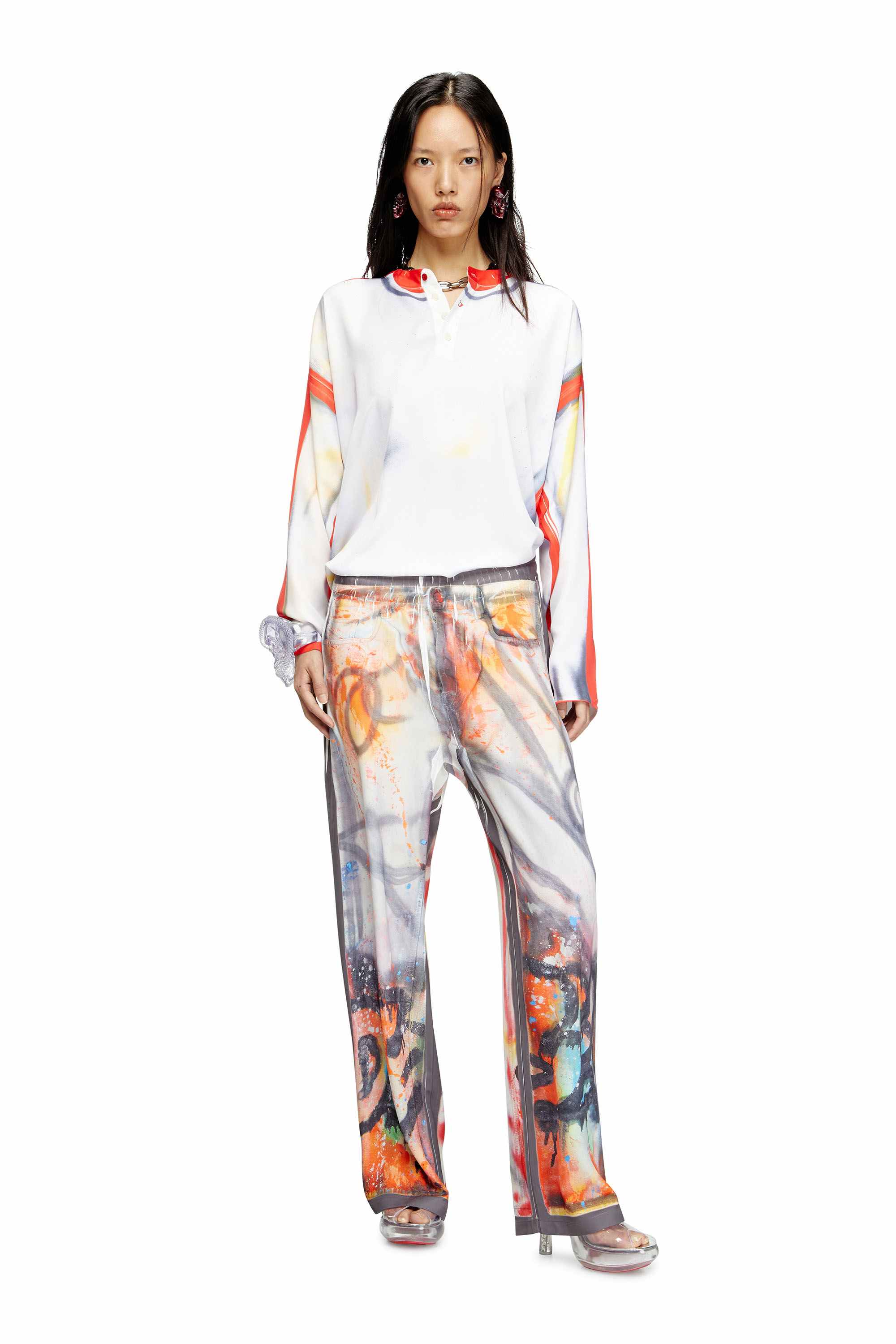 Grey Relaxed pant with graffiti print