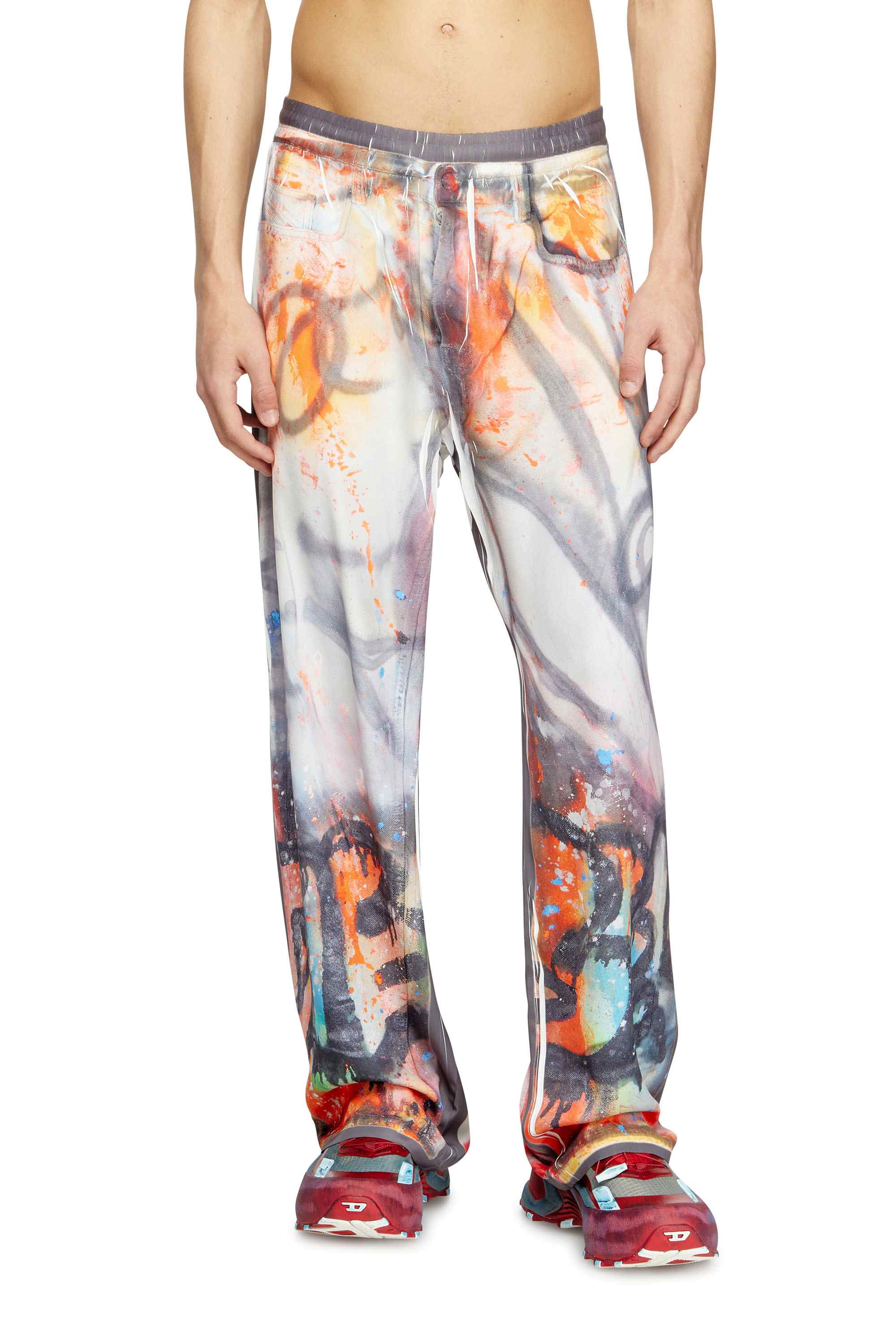 Grey Relaxed pant with graffiti print