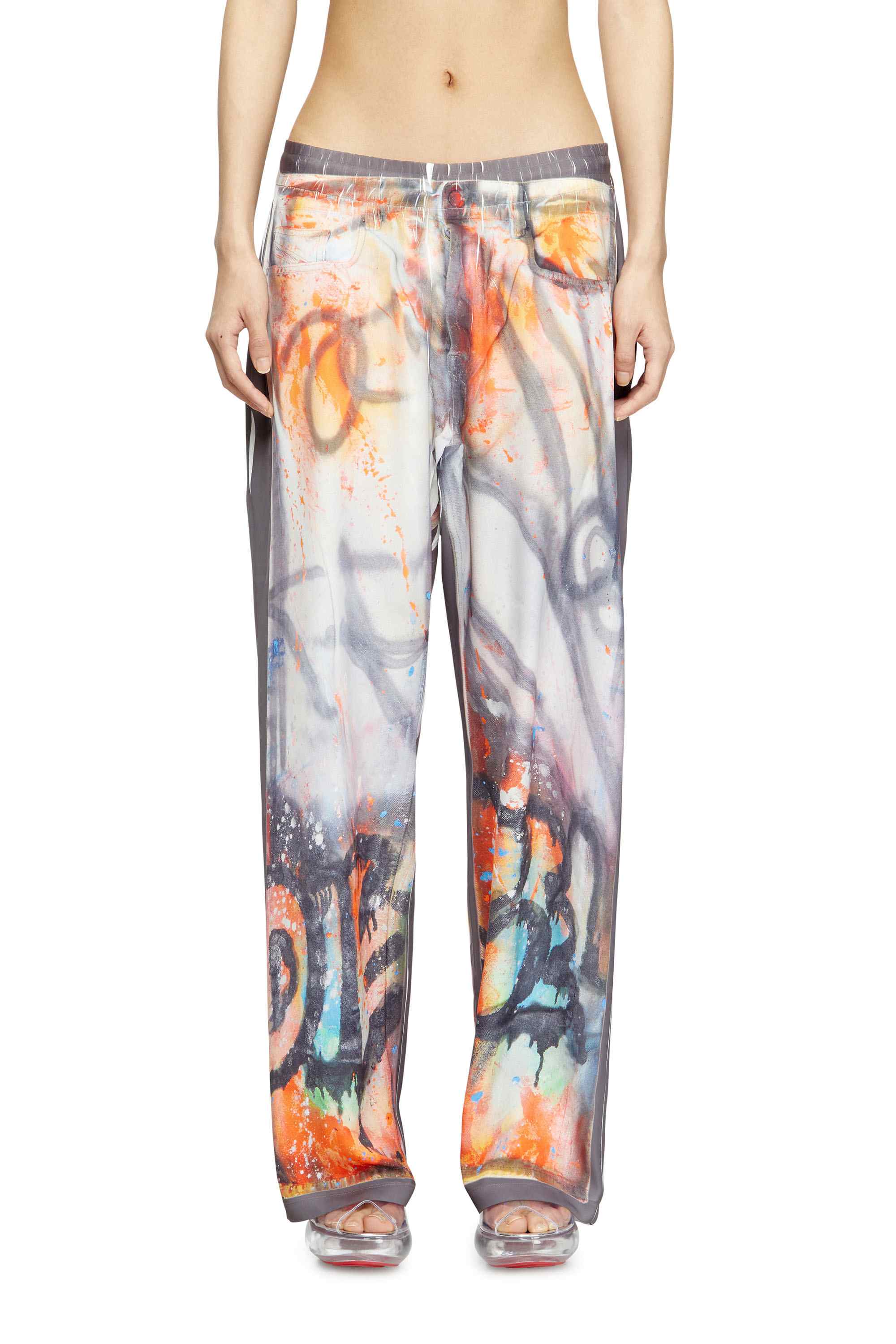 Grey Relaxed pant with graffiti print