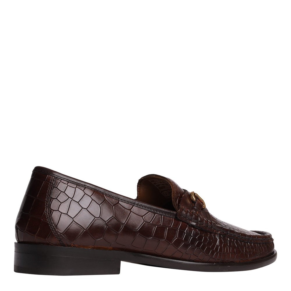Alexandder-C Brown Croco Tie-Ups & Dress Loafers