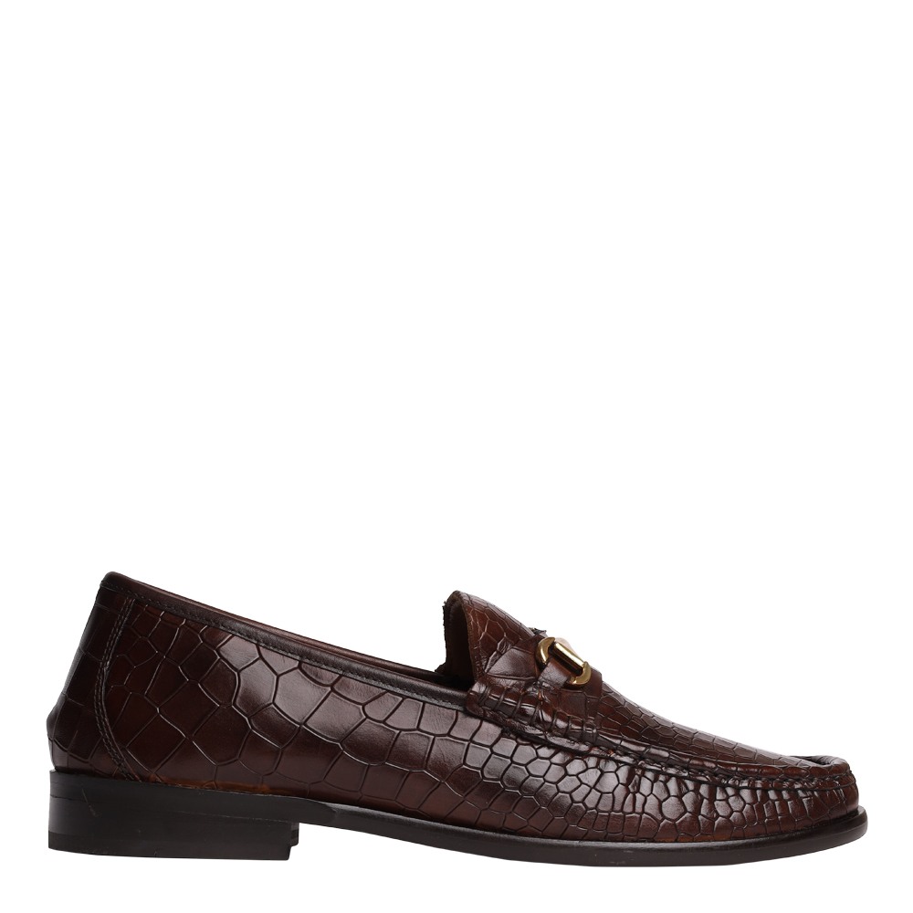 Alexandder-C Brown Croco Tie-Ups & Dress Loafers