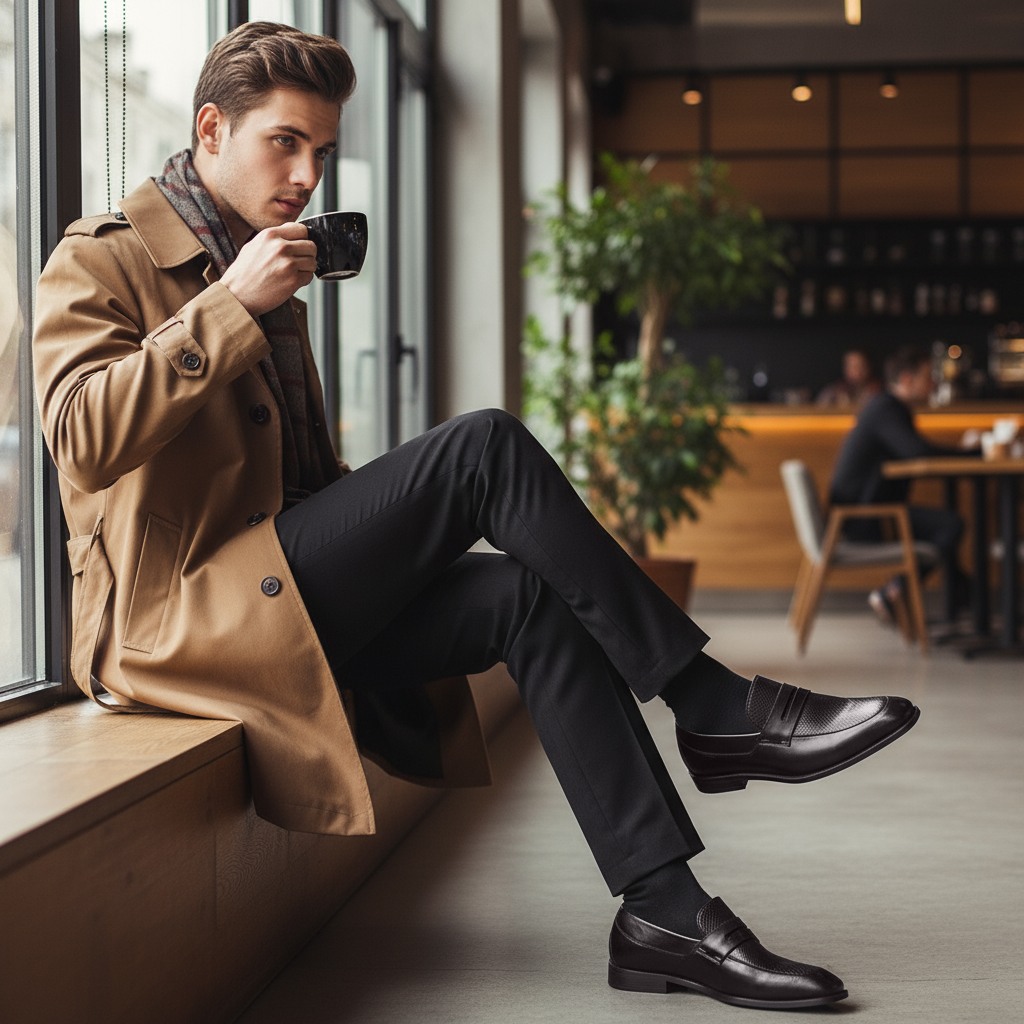 Franklin Black Leather Tie-Ups & Dress Loafers
