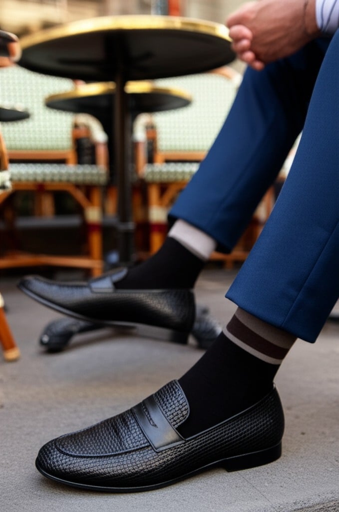 Inley Black Leather Tie-Ups & Dress Loafers