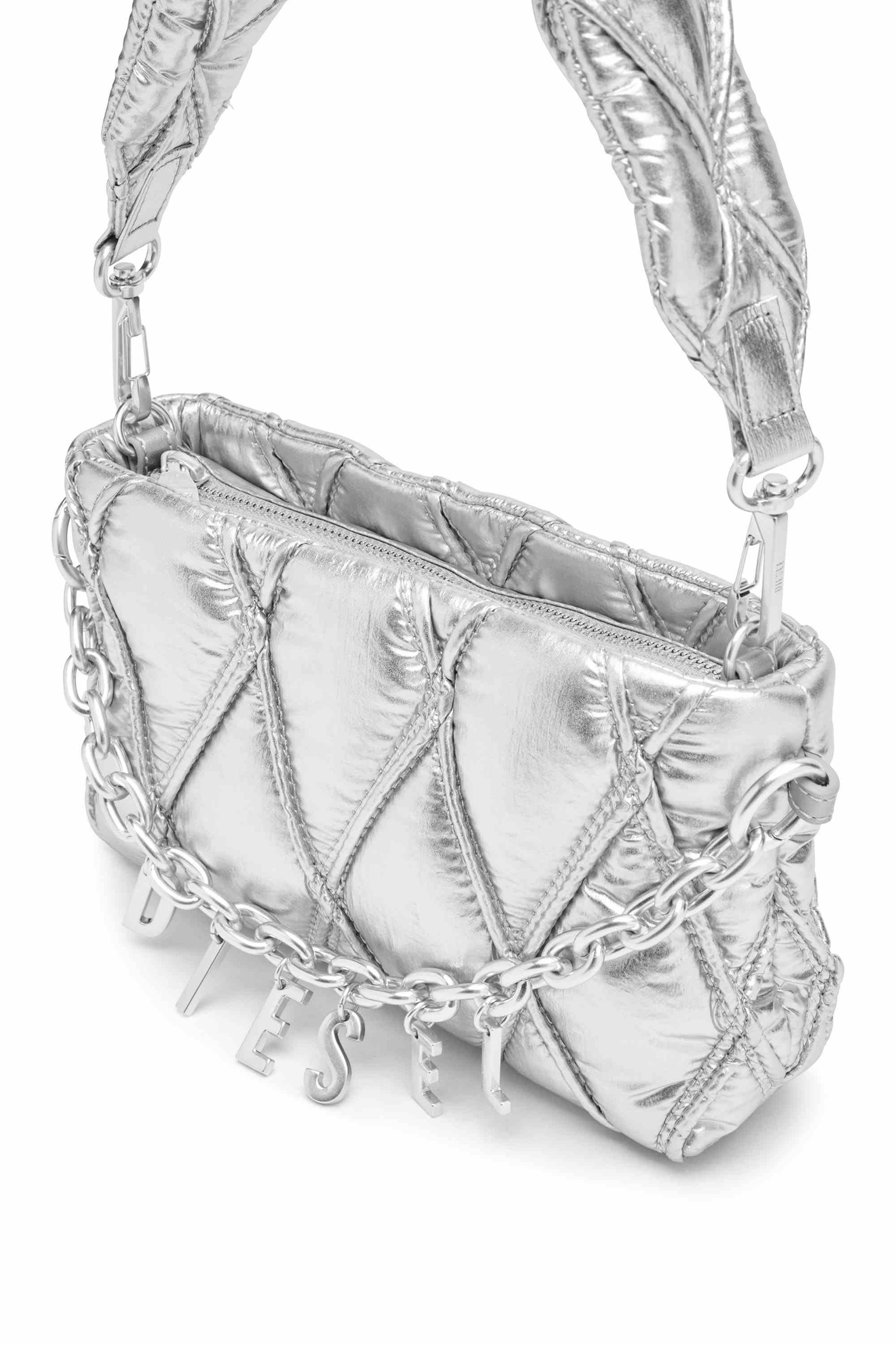 Silver Wallet purse in metallic quilted nylon