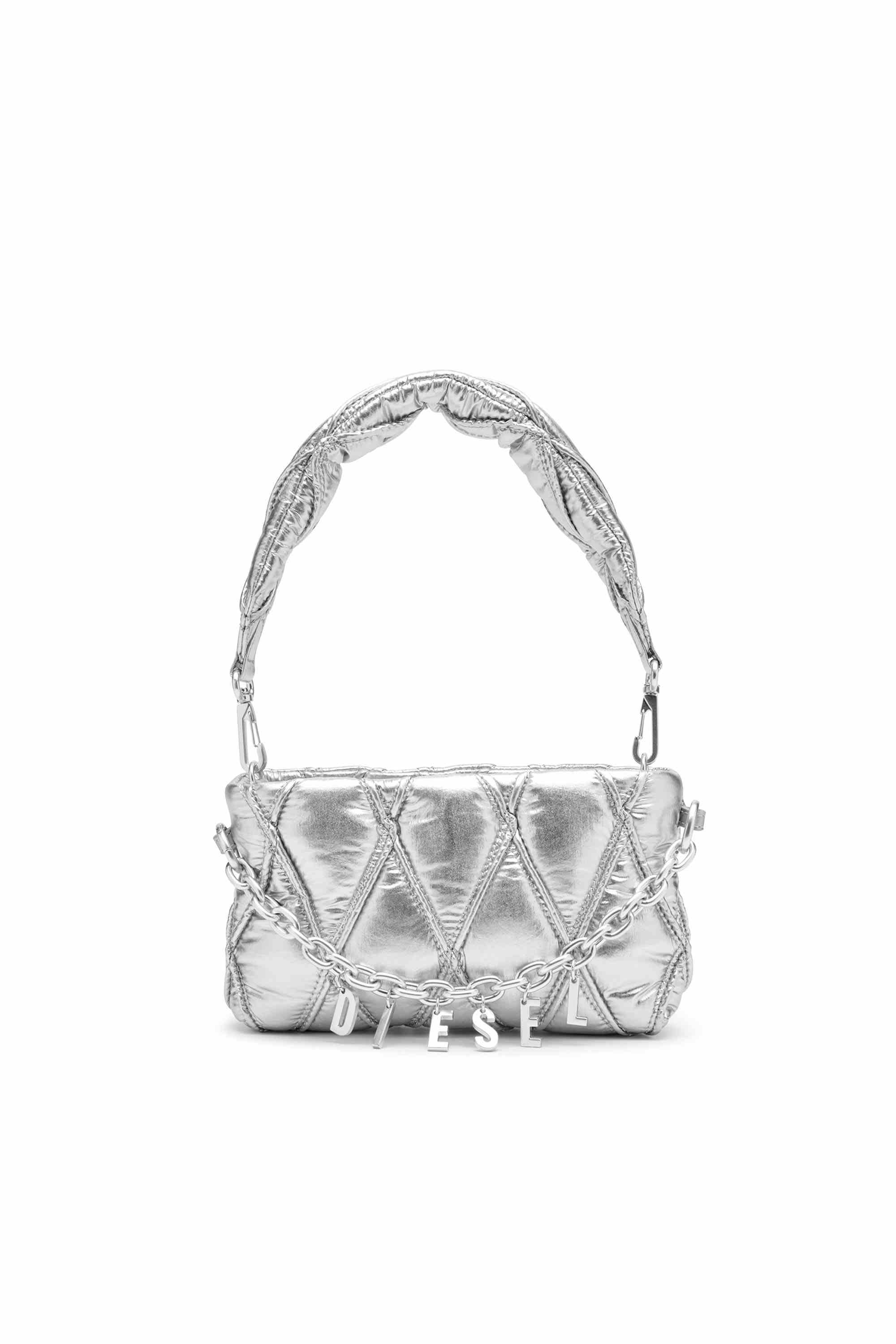 Silver Wallet purse in metallic quilted nylon
