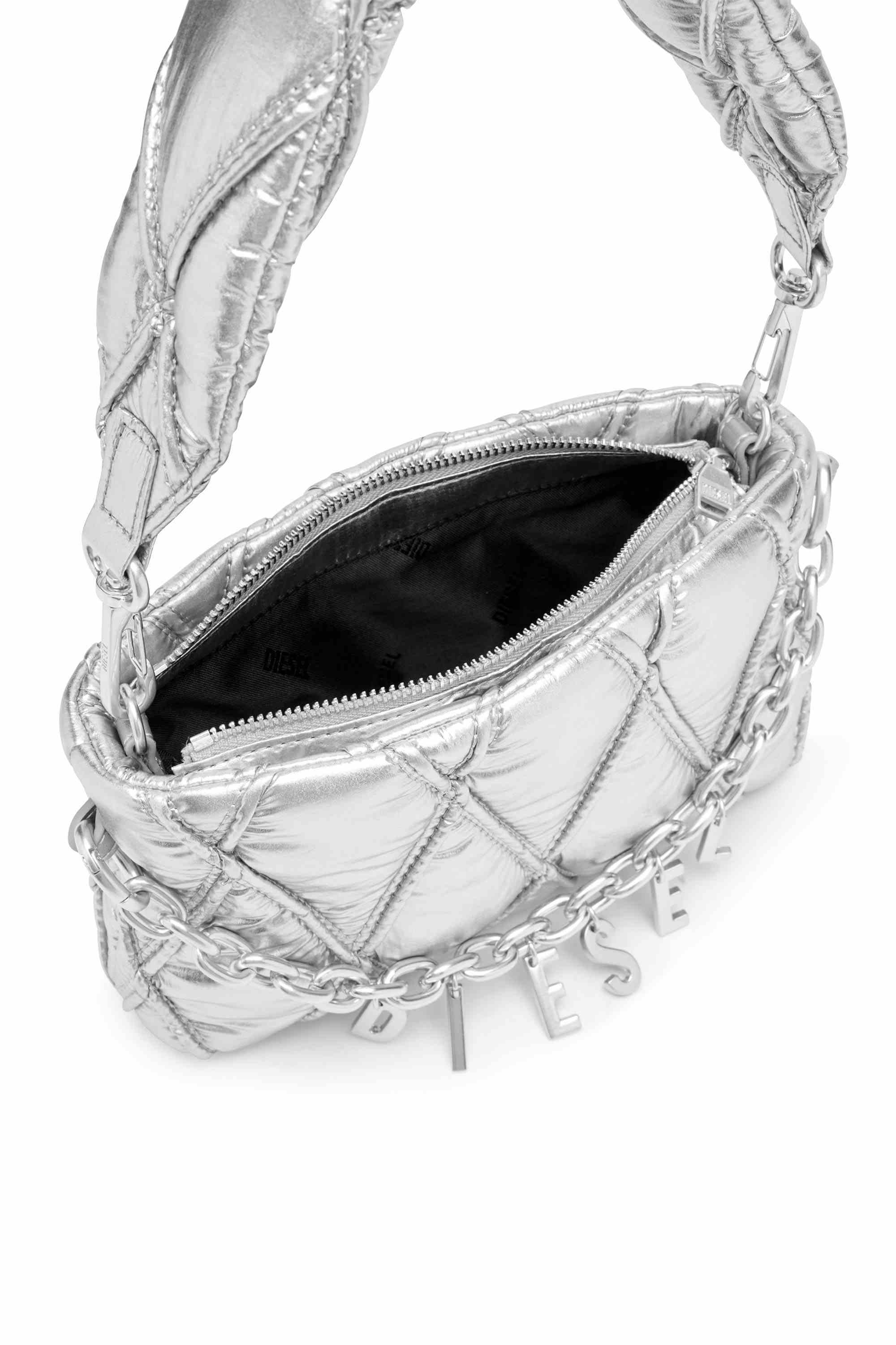 Silver Wallet purse in metallic quilted nylon