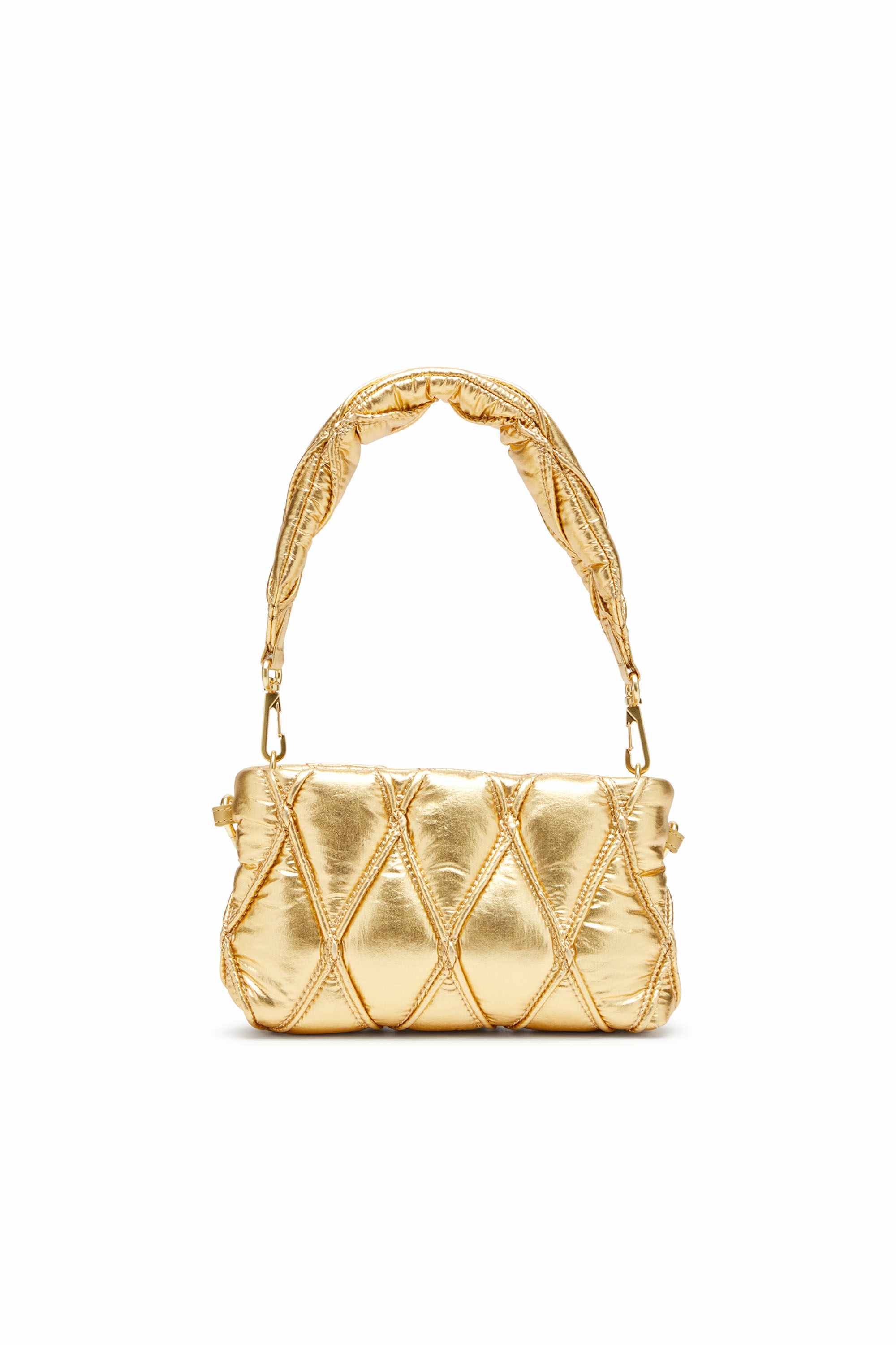 Gold Wallet purse in metallic quilted nylon