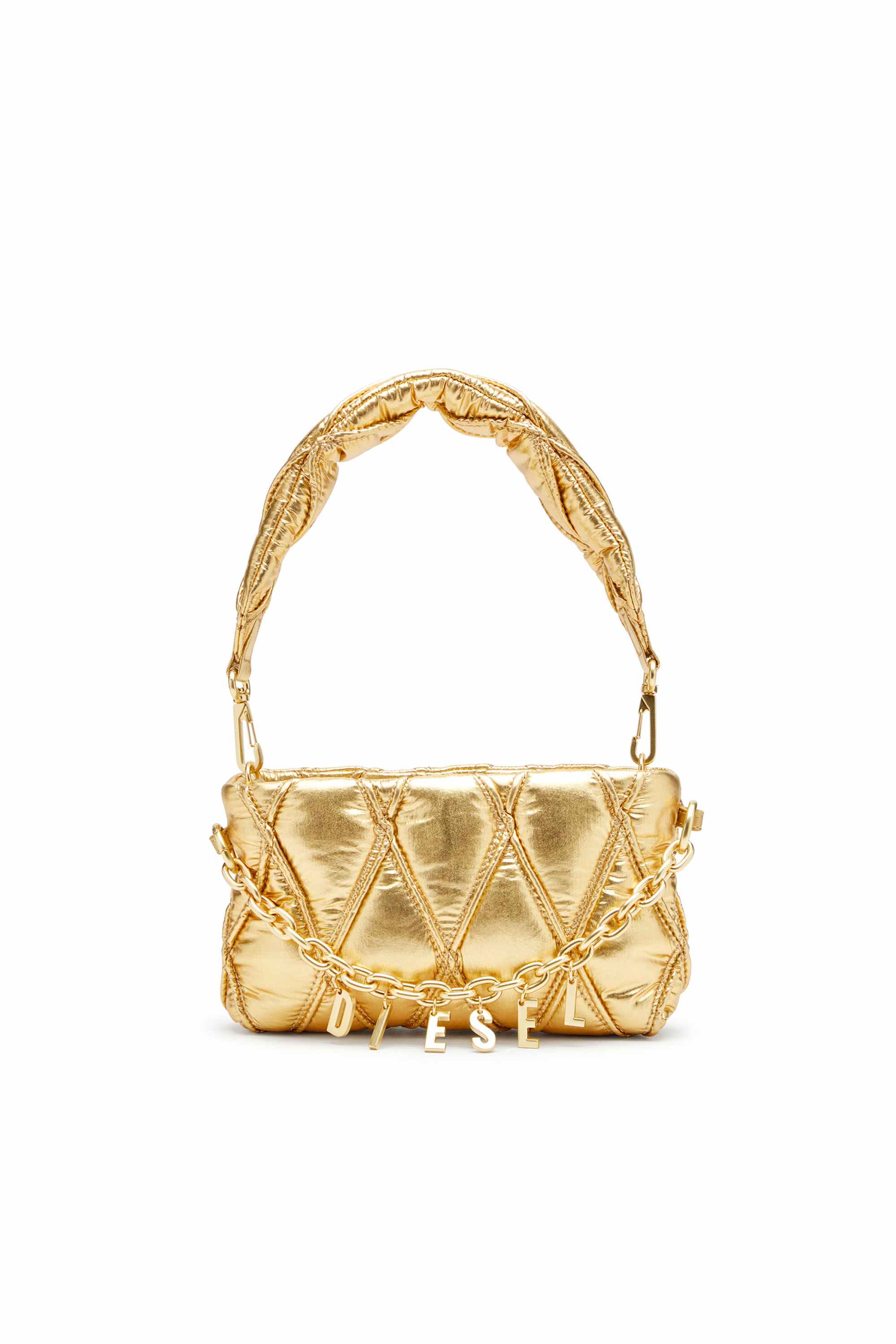 Gold Wallet purse in metallic quilted nylon