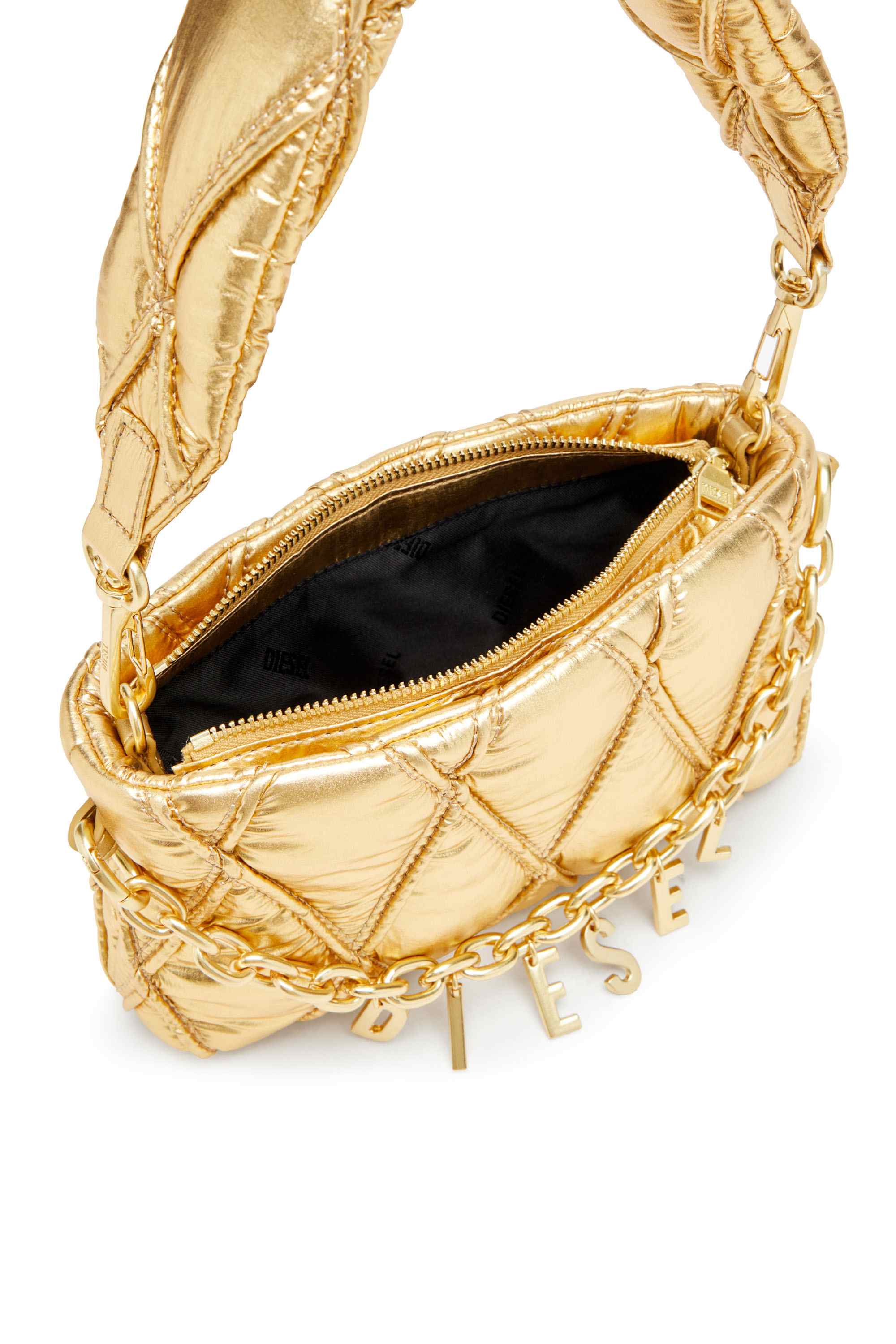 Gold Wallet purse in metallic quilted nylon