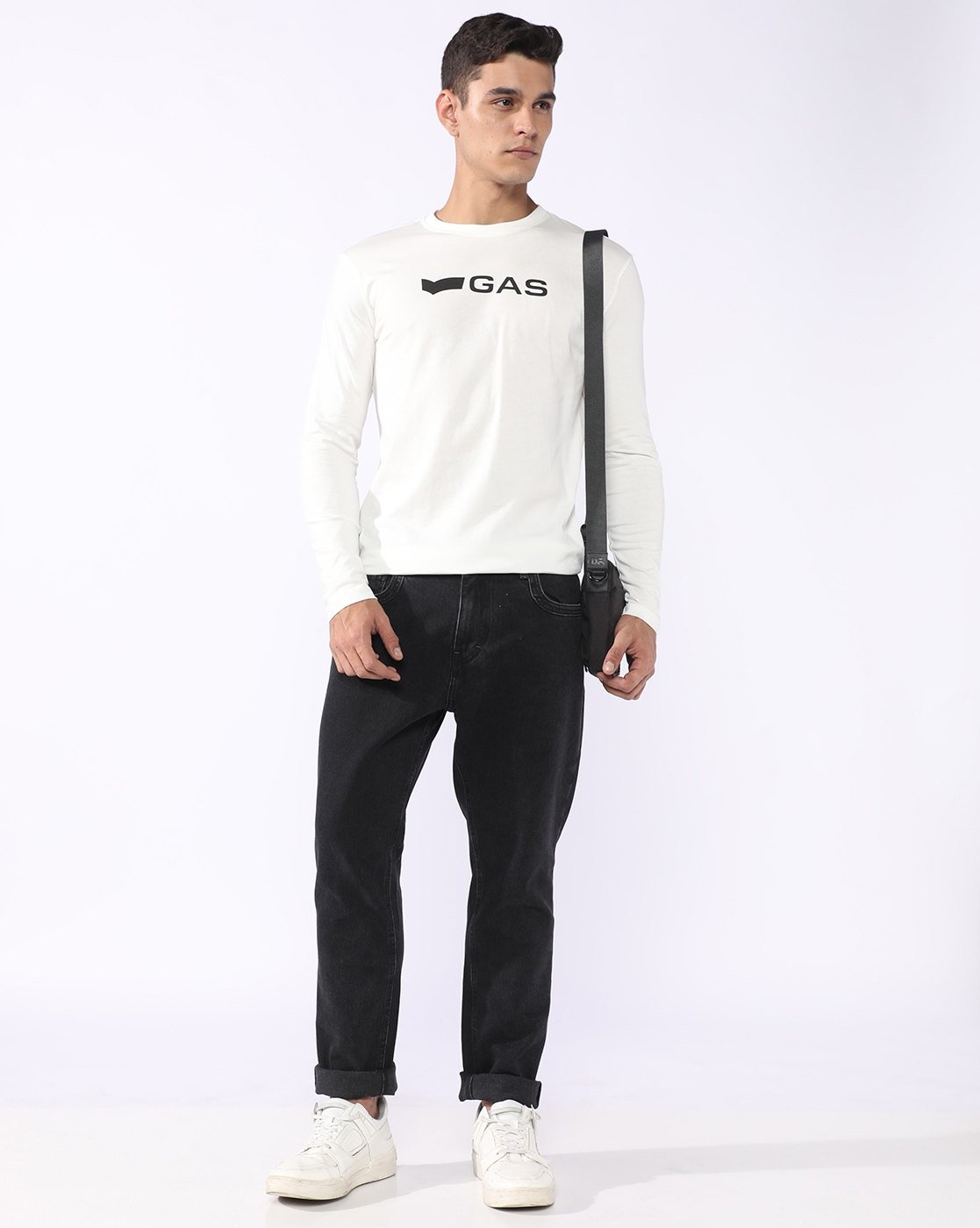 GAS | Nico Tapered Fit Mid Rise Light Wash Black Jeans