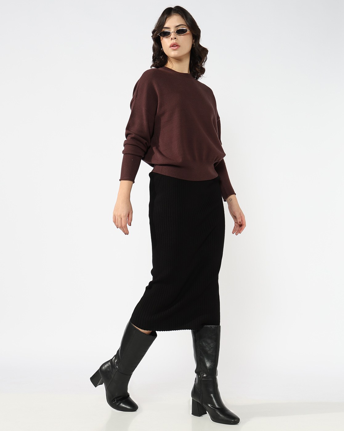 GAS | Women Slim Fit Mid Rise Black Skirt