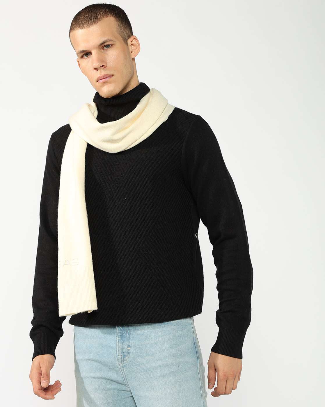 GAS | Acrylic Blend Solid Beige Scarf