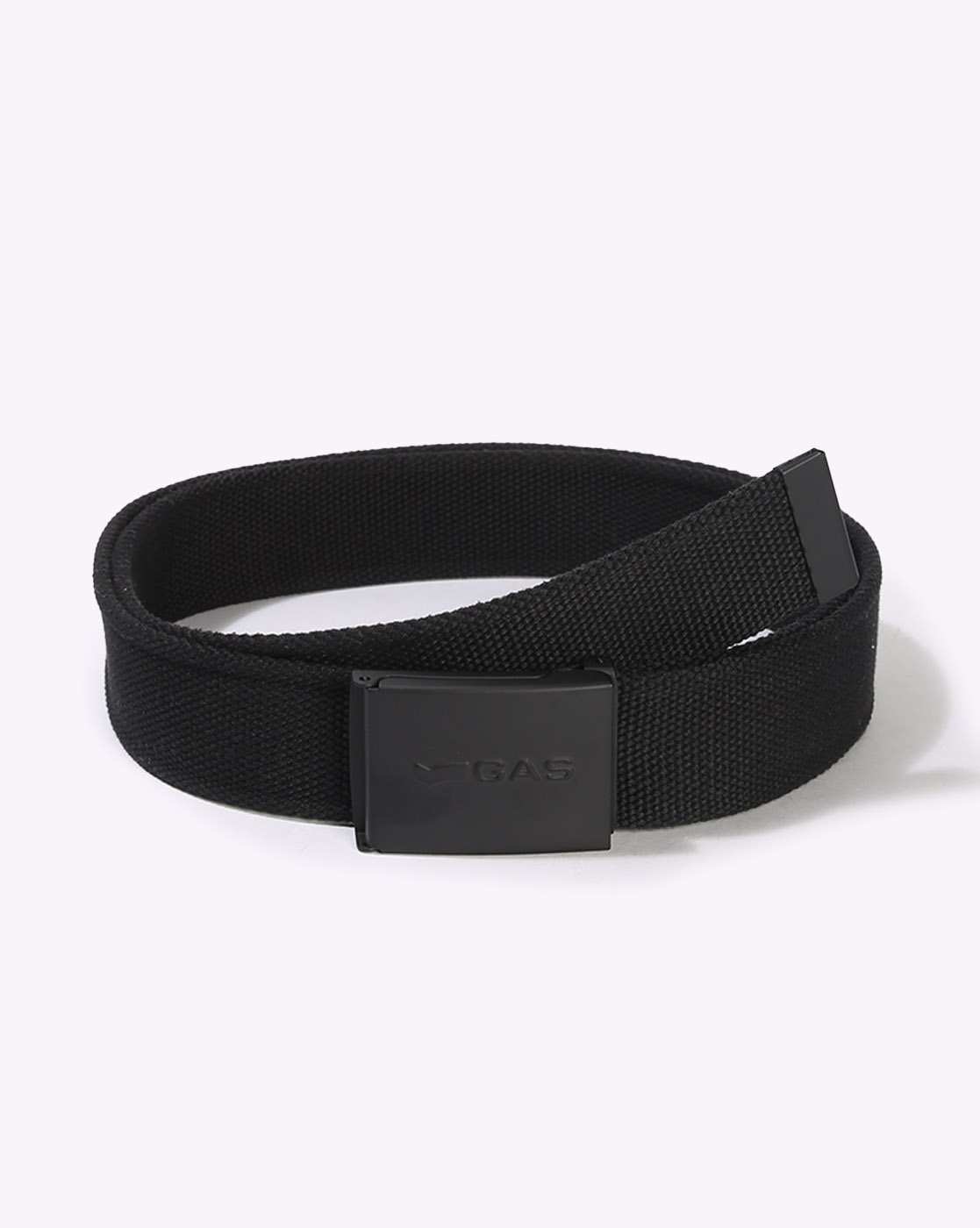 GAS | Polyester Woven Solid Black Belt