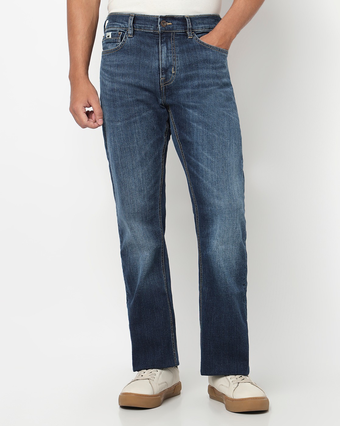 GAS | Noos Toki Bootcut Fit Mid Rise Light Wash Dark Blue Carpenter Trousers