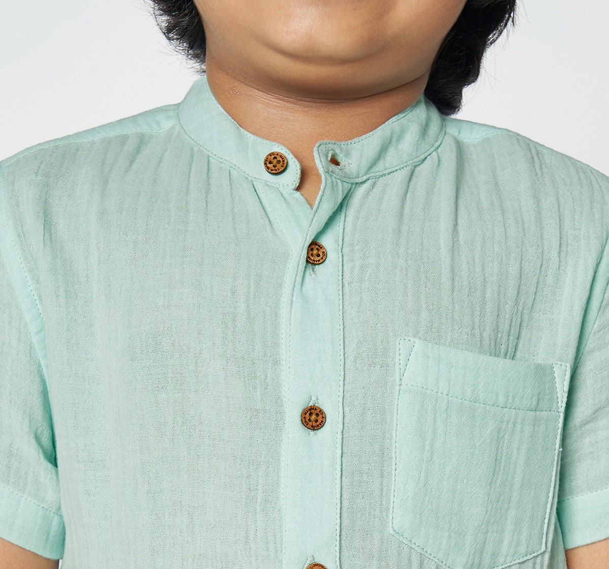 Ed-a-Mamma Boys Solid Double cloth Shirt and Short set Blue