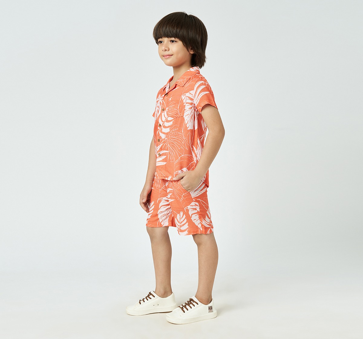 Ed-a-Mamma Boys Aop Shirt and Shorts set Orange
