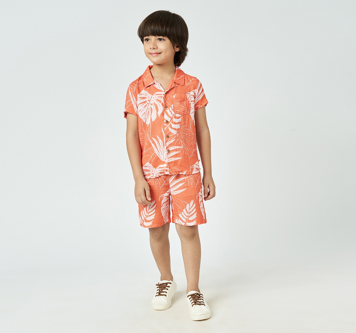 Ed-a-Mamma Boys Aop Shirt and Shorts set Orange