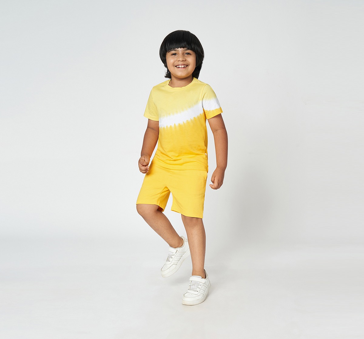 Ed-a-Mamma Boys Tie & dye T shirt and Soild shorts set Yellow