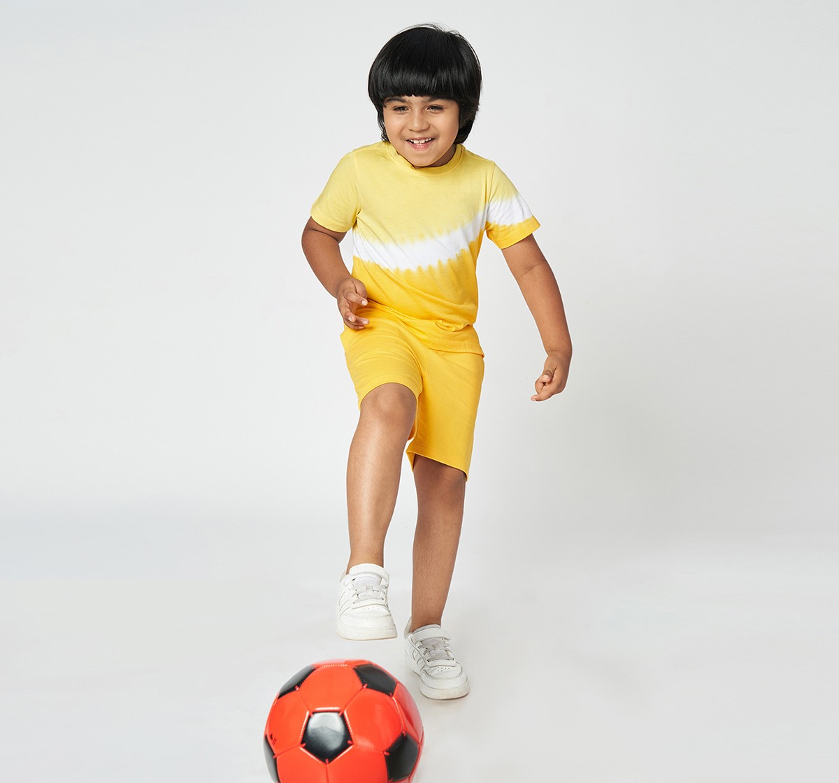 Ed-a-Mamma Boys Tie & dye T shirt and Soild shorts set Yellow