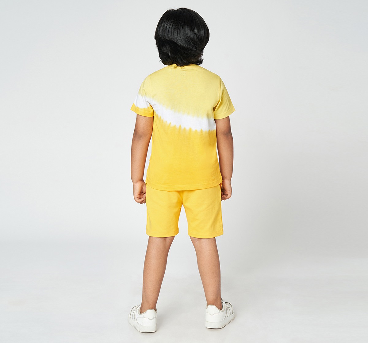 Ed-a-Mamma Boys Tie & dye T shirt and Soild shorts set Yellow