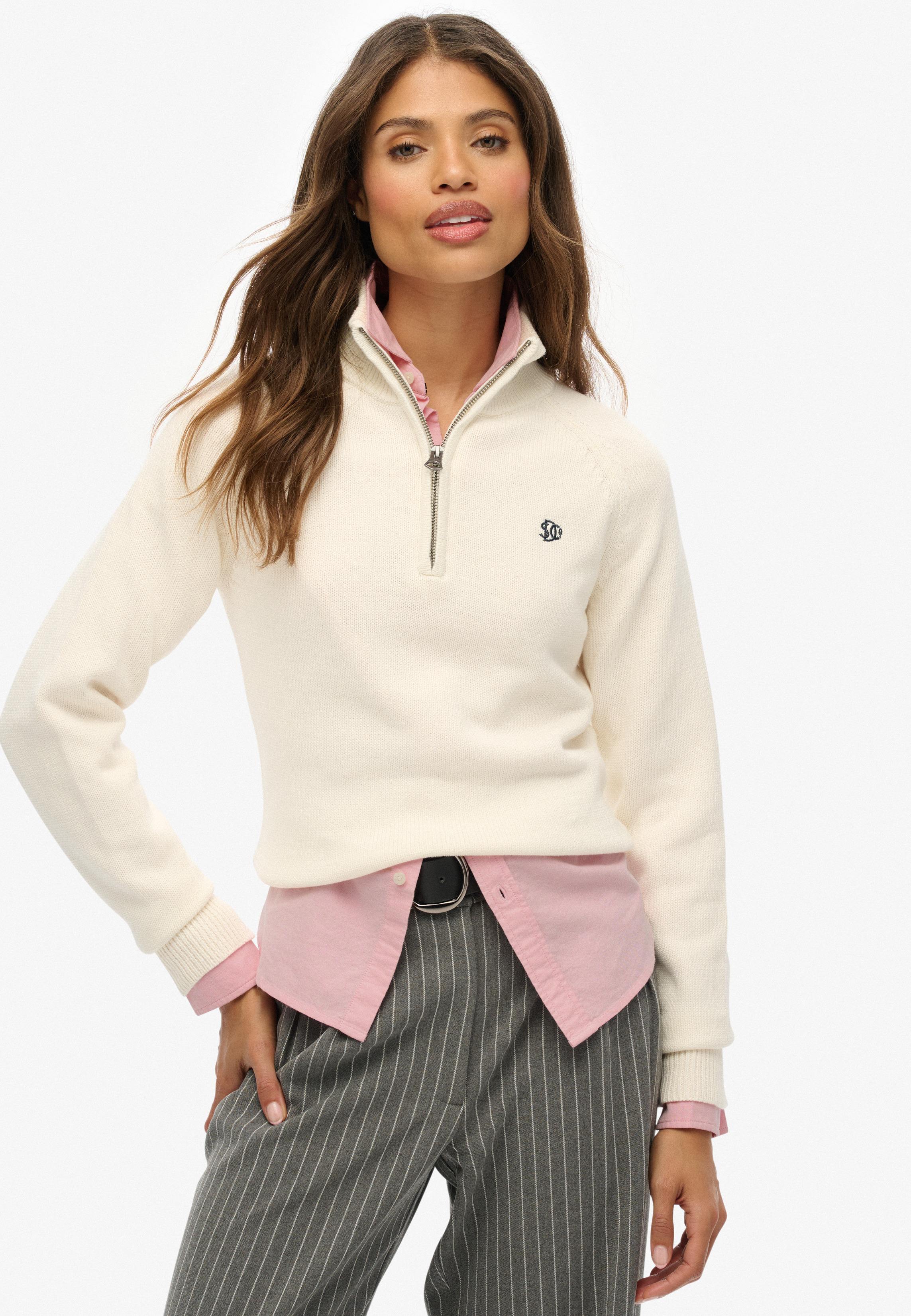 ESSENTIALS SLIM HALF ZIP KNIT