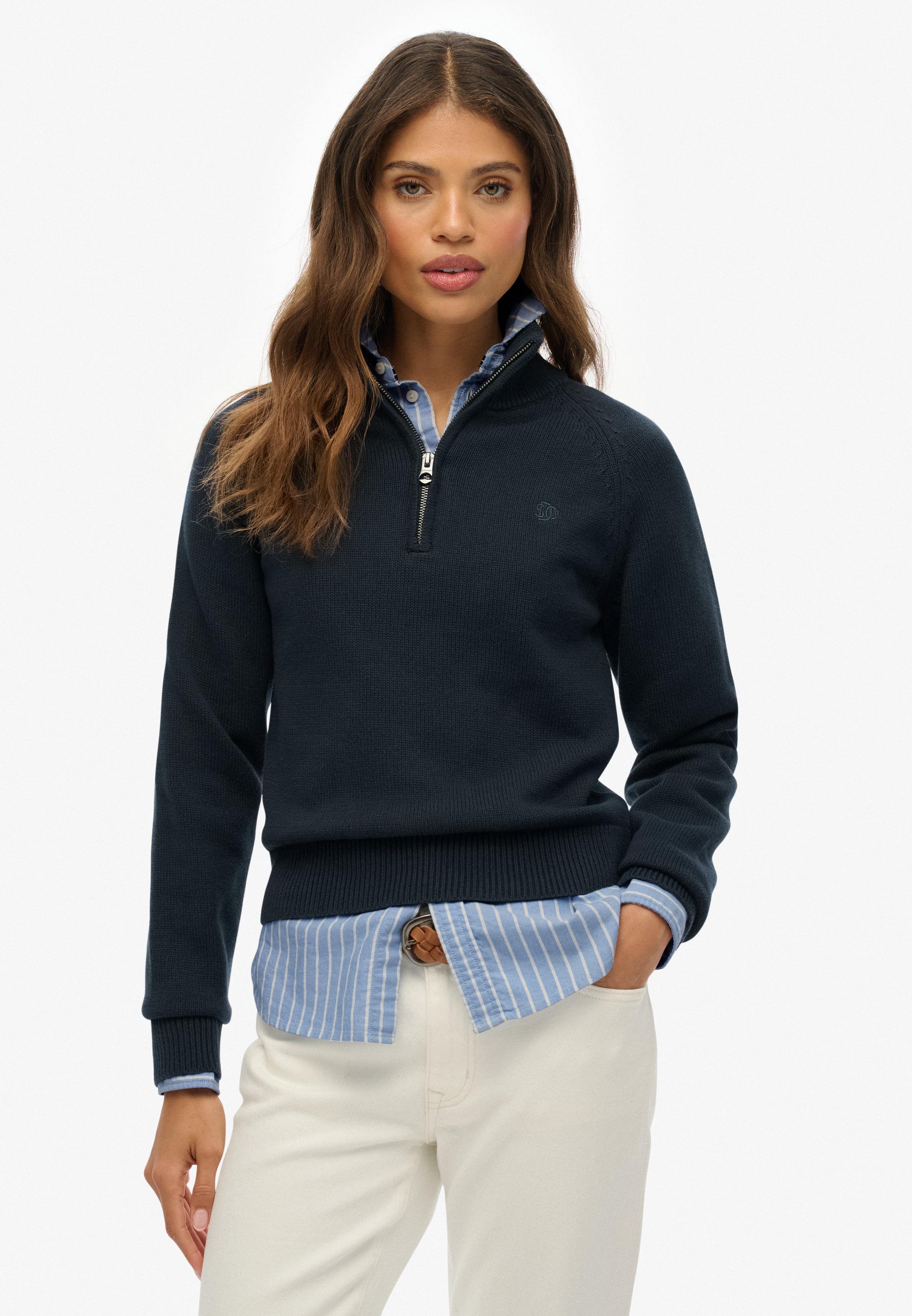 ESSENTIALS SLIM HALF ZIP KNIT