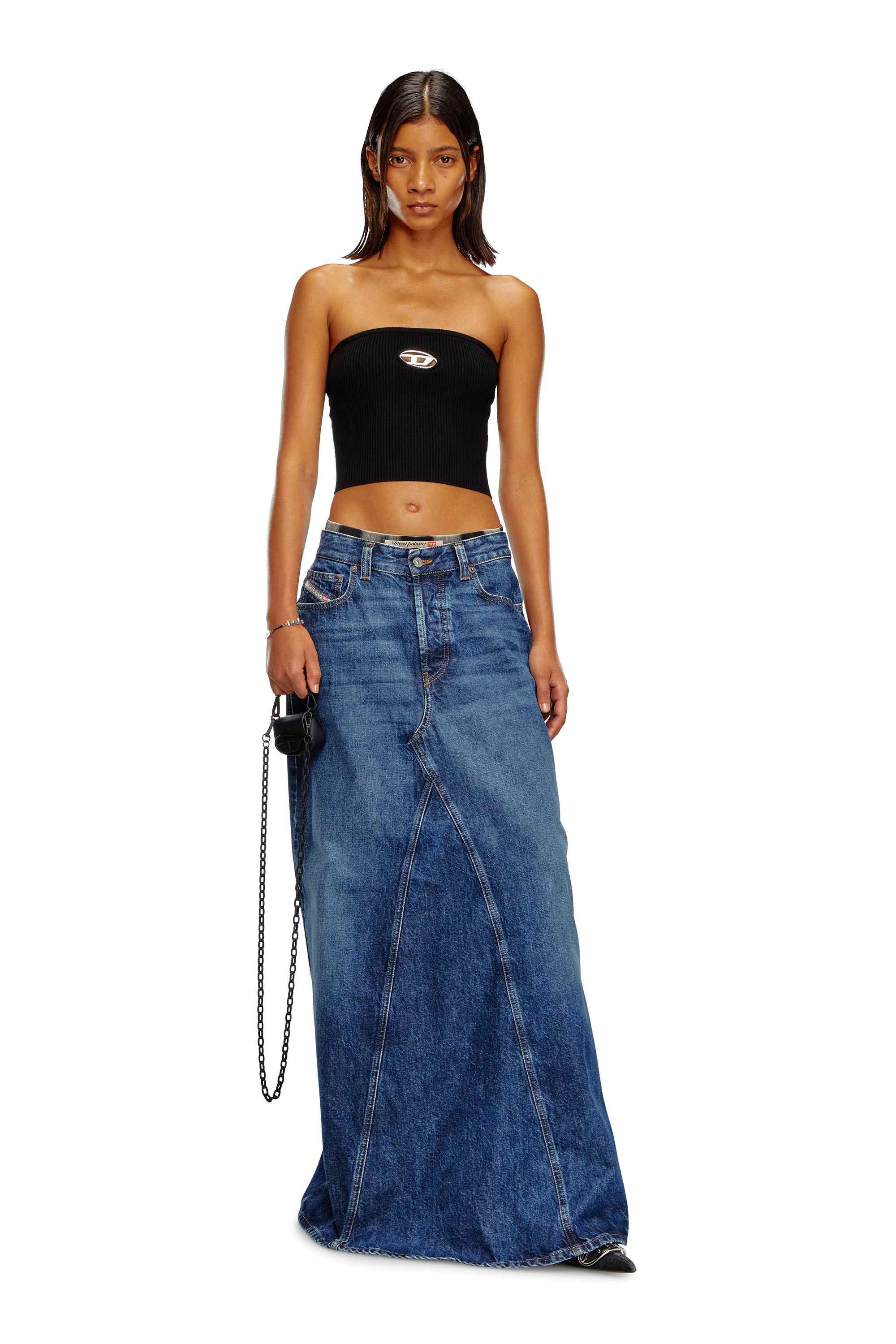Black Tube top with logo plaque
