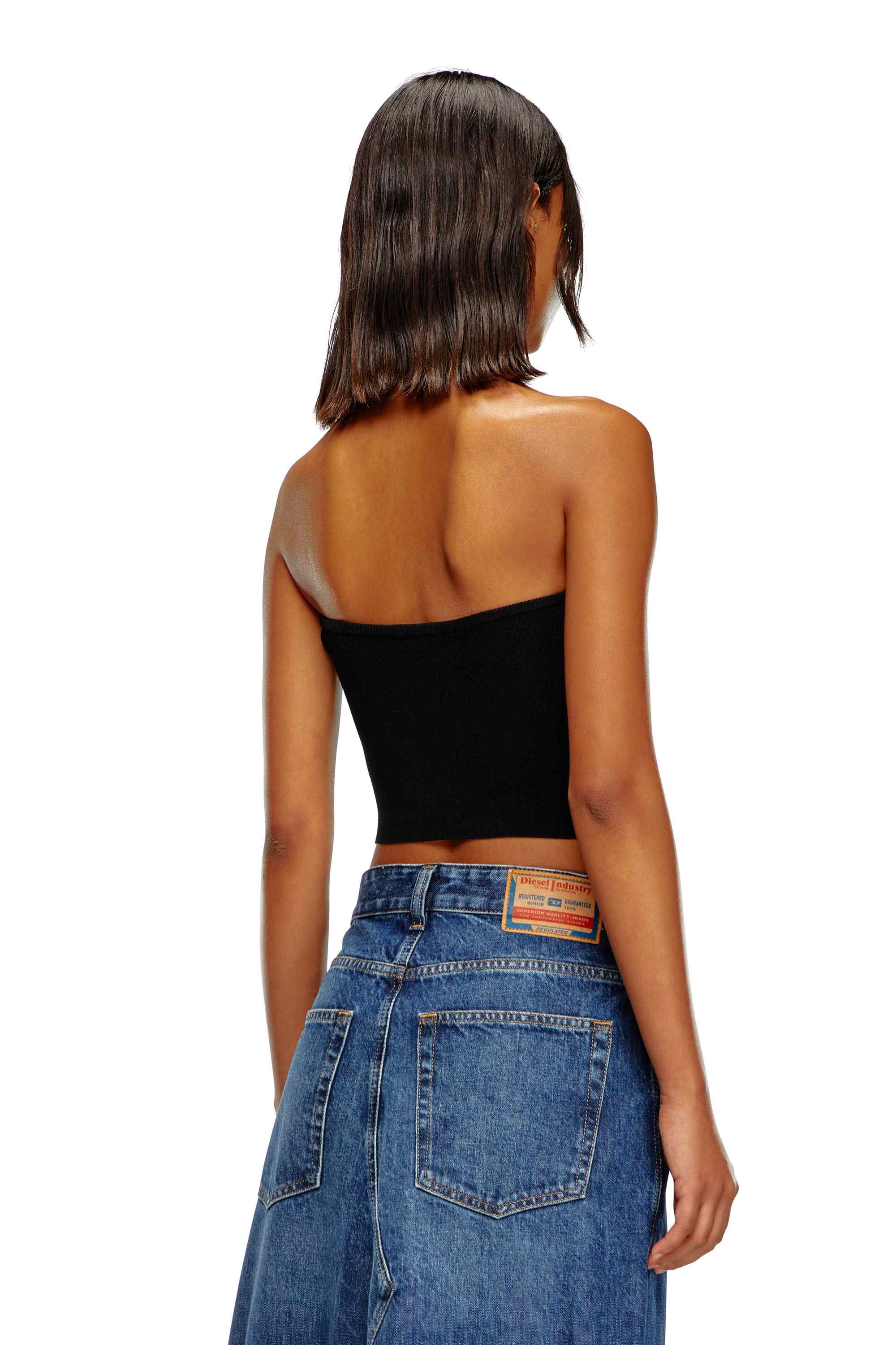 Black Tube top with logo plaque