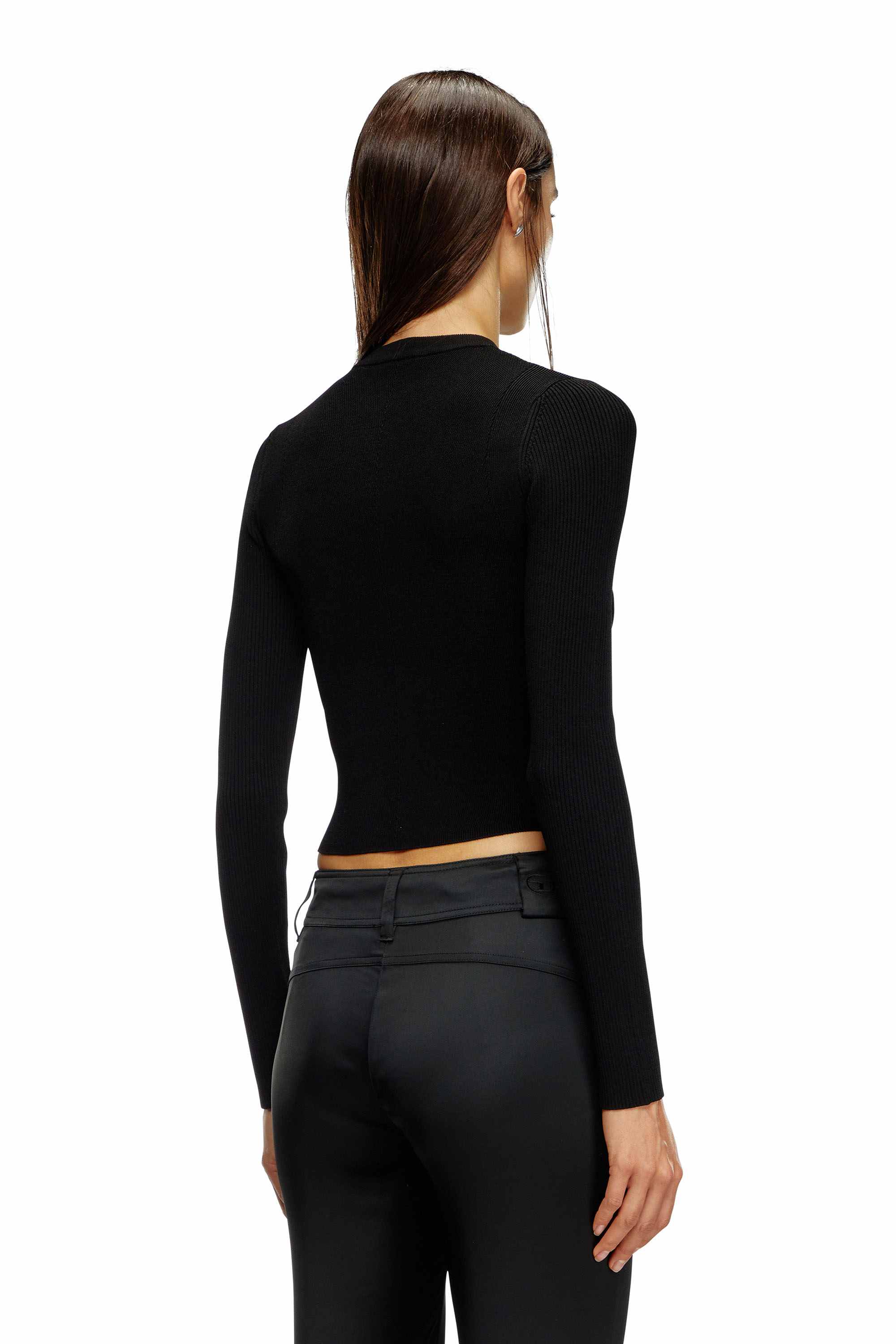 Black Rib-knit viscose-blend top with Oval D