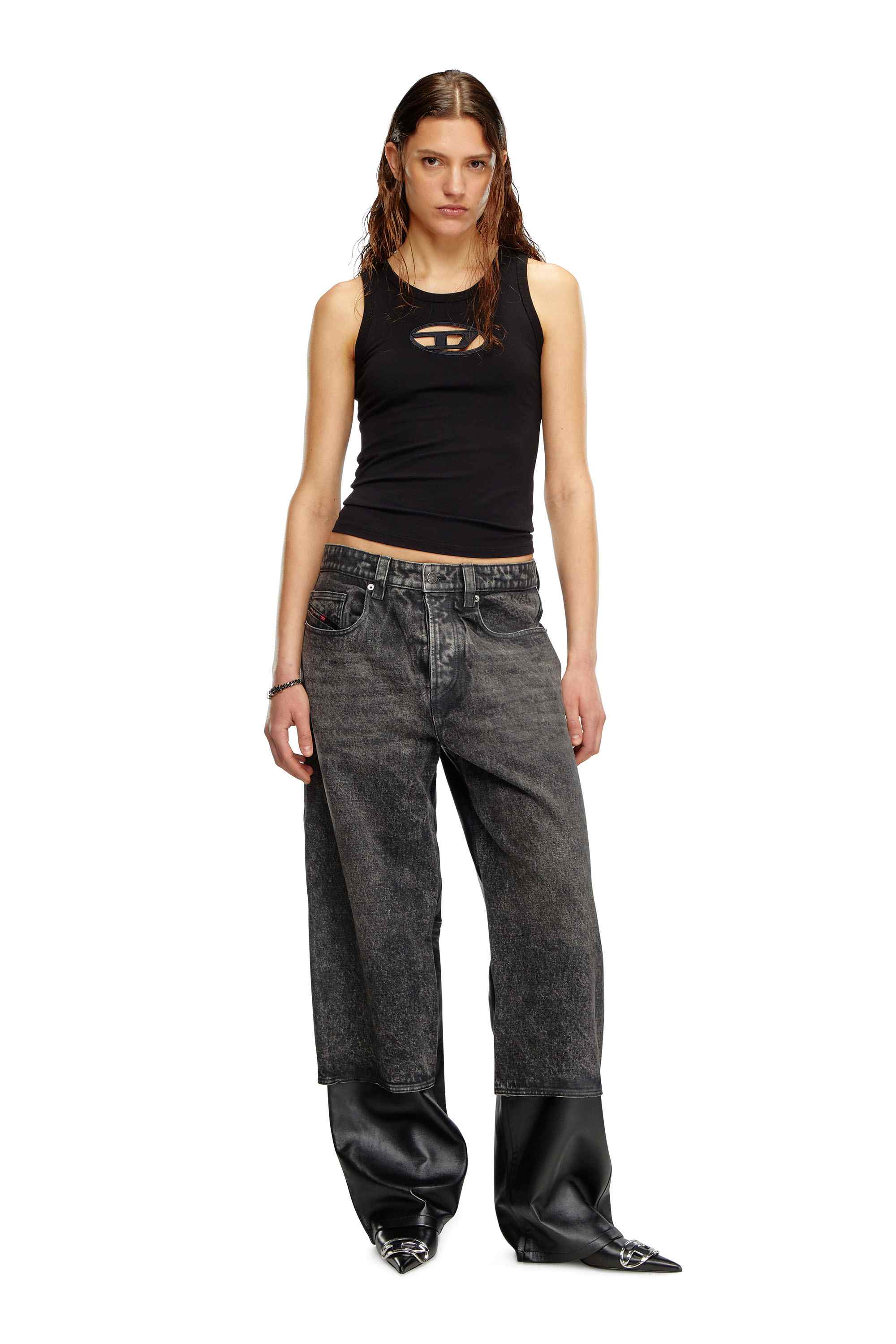 Black Tank top with cut-out Oval D logo