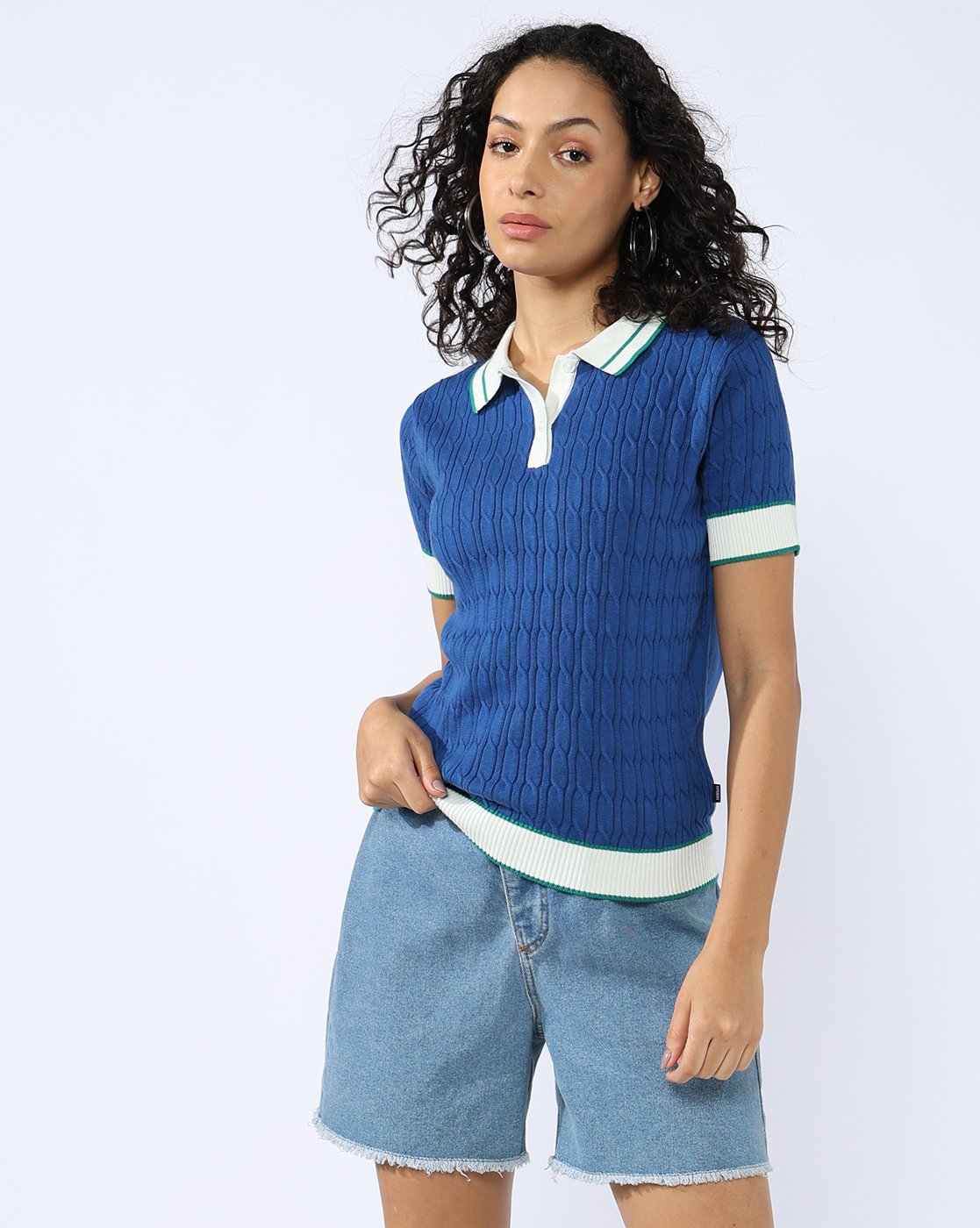 SPORTY CABLE KNIT POLO