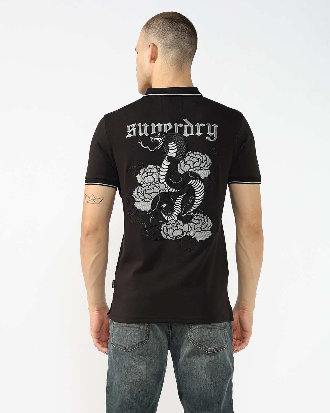 TONAL SNAKE EMBROIDERY LUXE POLO