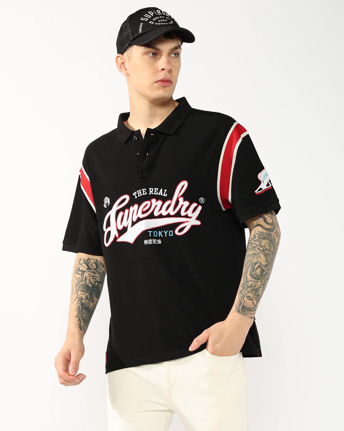 REAL SUPERDRY SLEEVE TAPE POLO