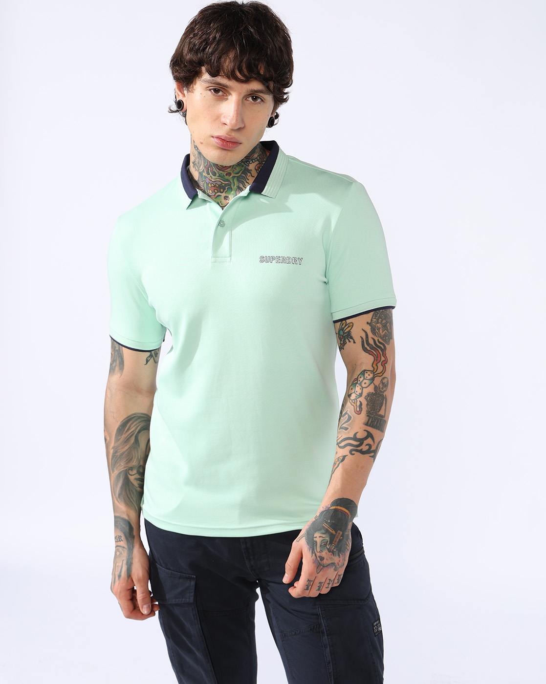 JACQUARD COLLAR INTERLOCK POLO