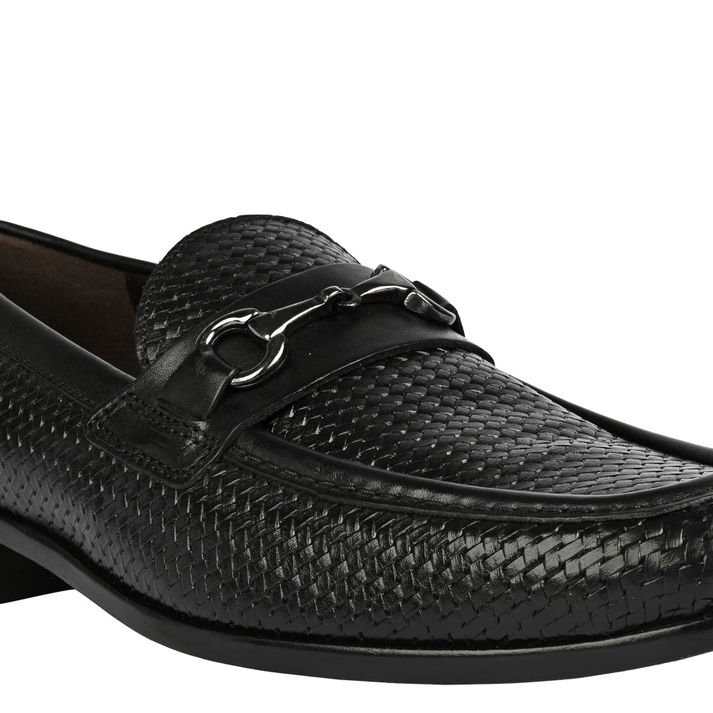 Rasper Black Leather Driver Loafers