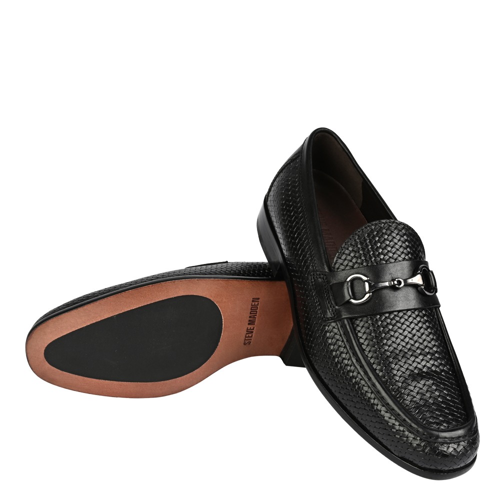 Rasper Black Leather Driver Loafers
