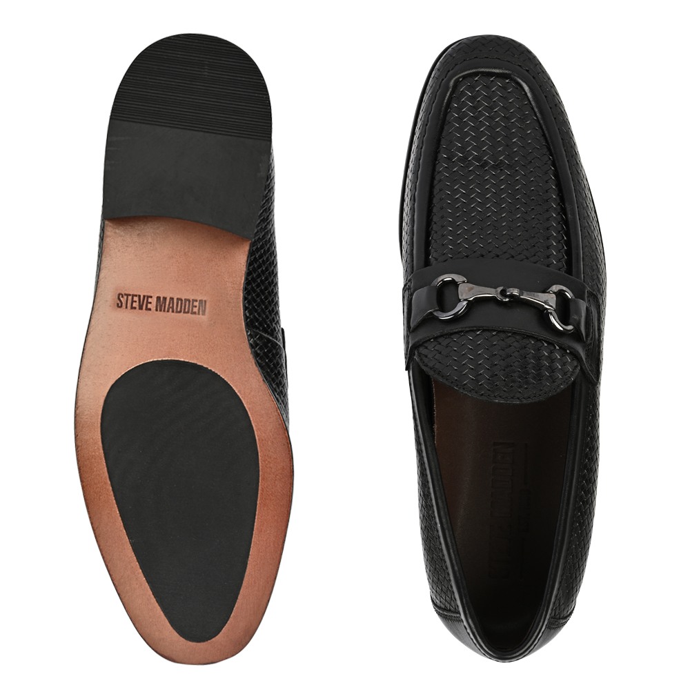 Rasper Black Leather Driver Loafers