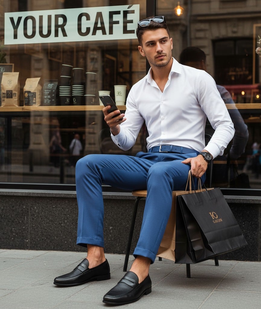 ROLANDD Black Leather Tie-Ups & Dress Loafers