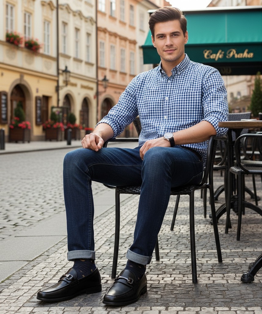 RONNIE Black Leather Tie-Ups & Dress Loafers